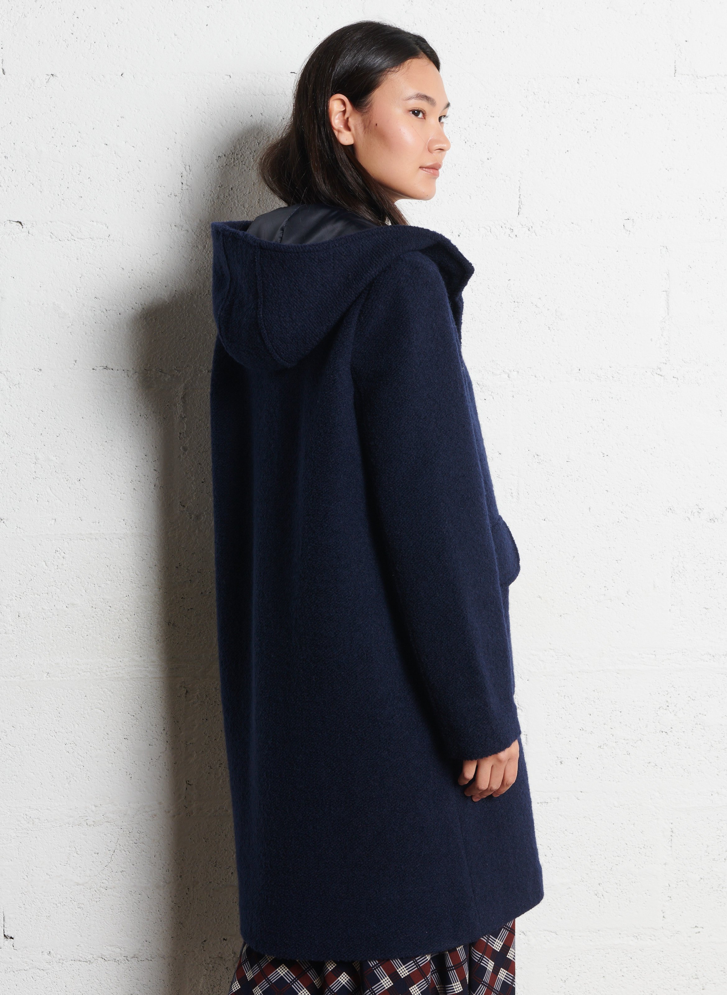 Manteau droit à capuche NICE THINGS Bleu