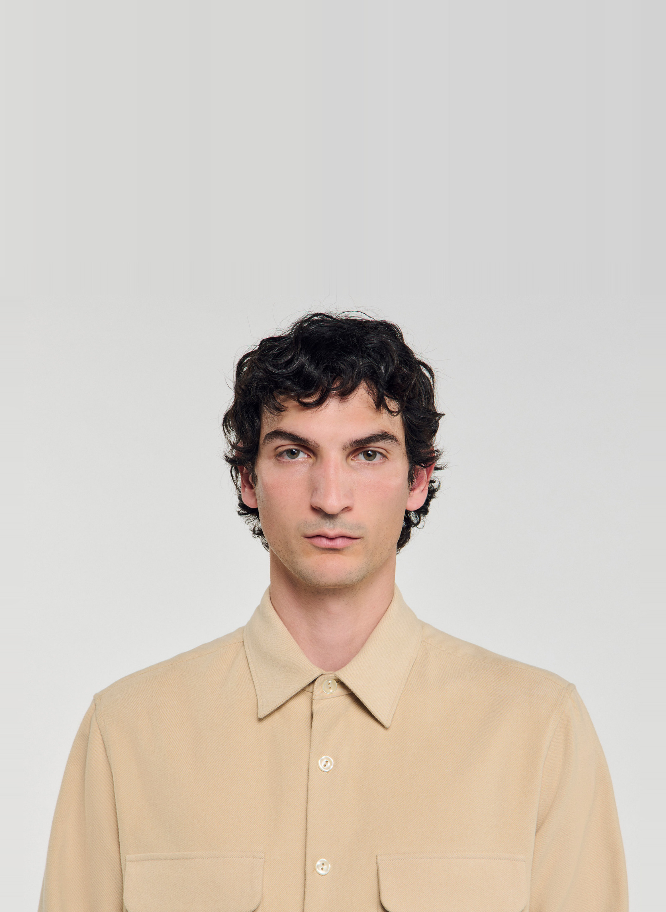 Cotton shirt with classic collar SANDRO Beige