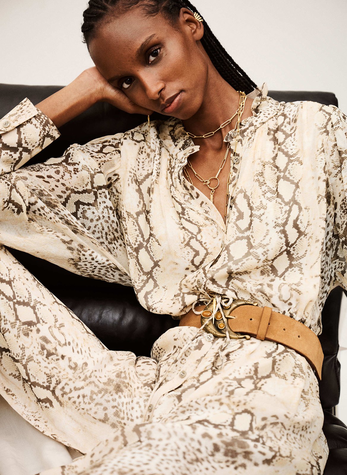 Overhemdjurk met print BA&SH Beige