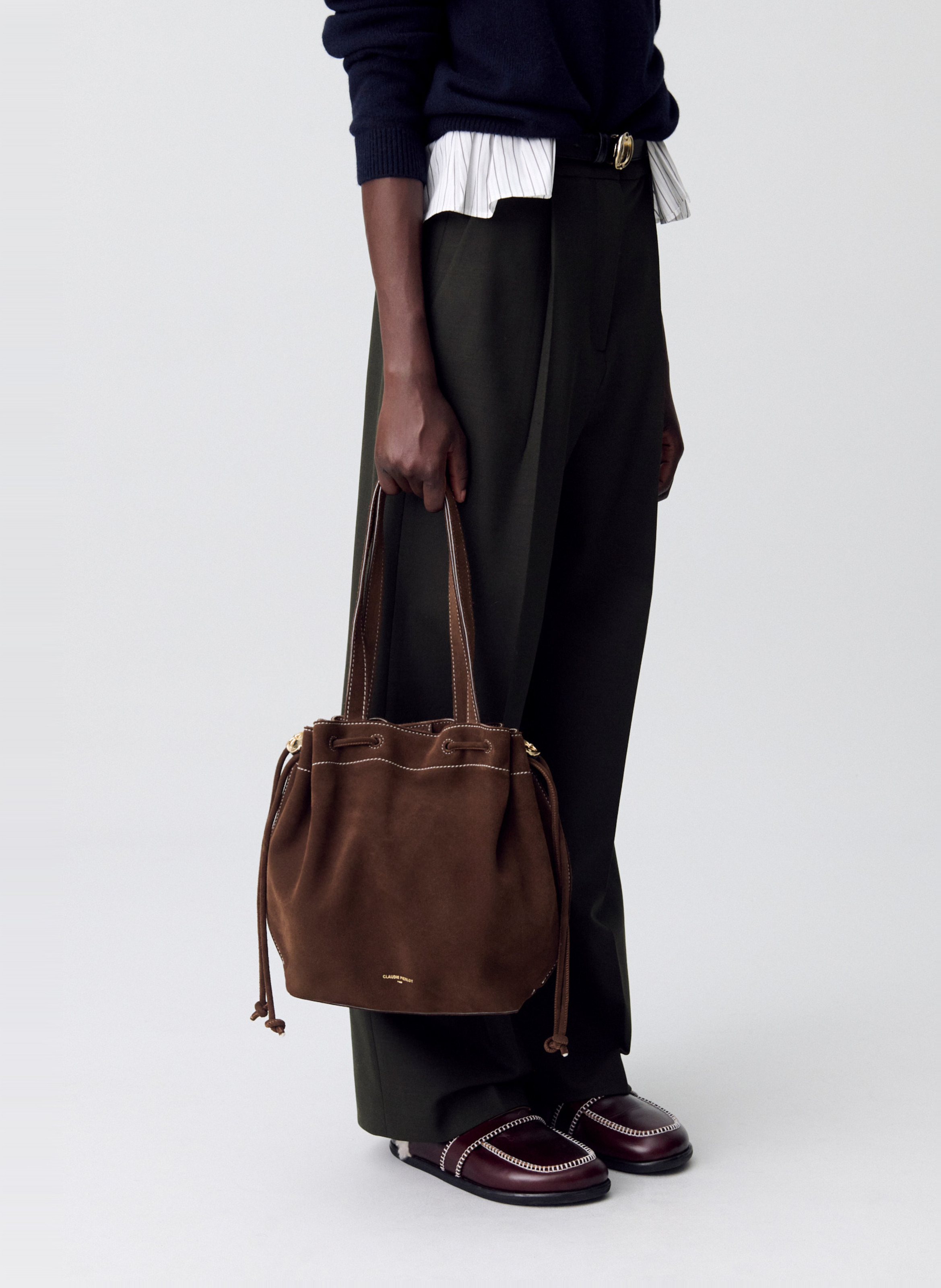 Cabas en cuir velours souple CLAUDIE PIERLOT Marron