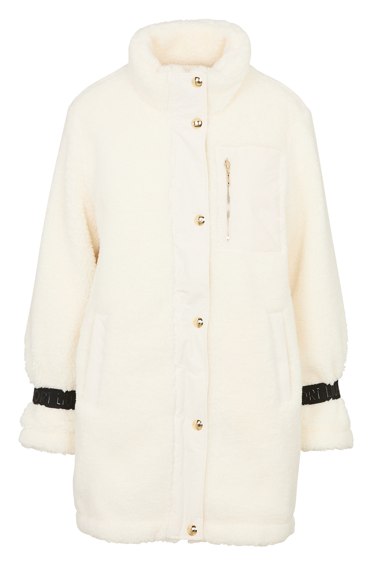 Gerade geschnittener Mantel mit Stehkragen Beige