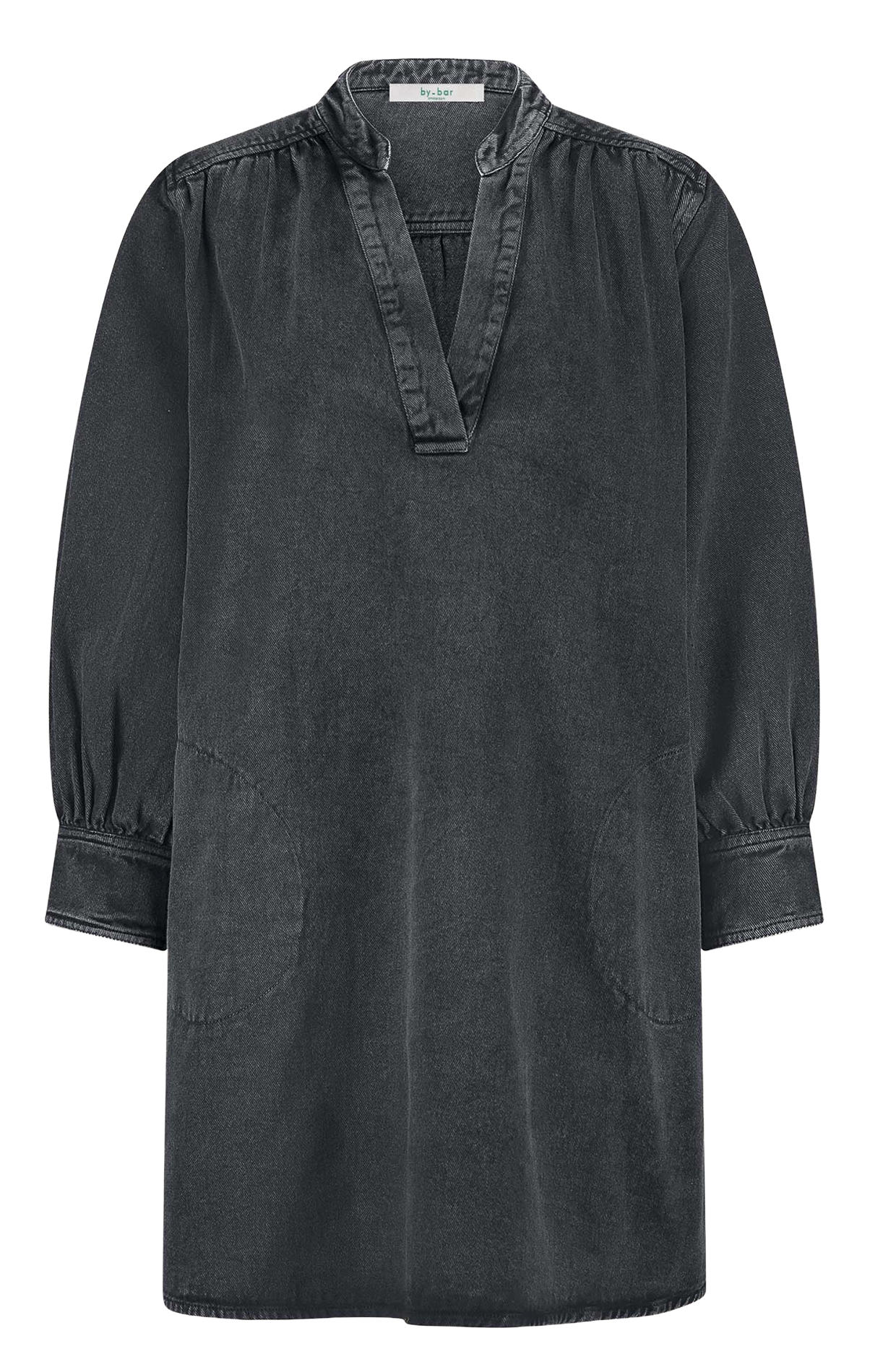 Robe droite col tunisien en denim BY BAR Noir