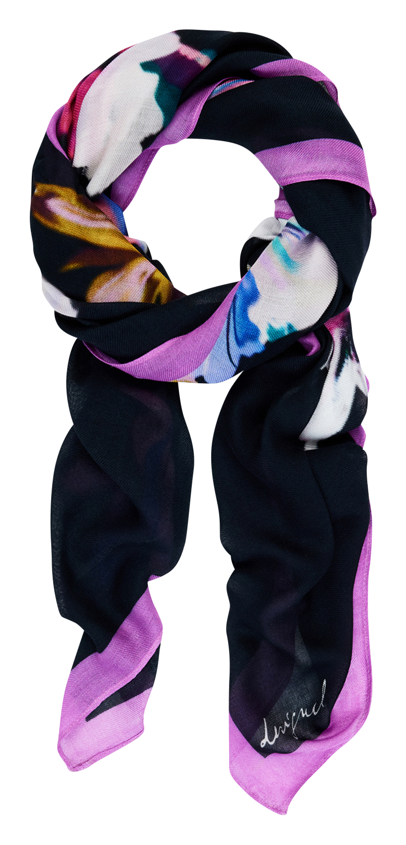 Foulard rectangulaire à fleurs DESIGUAL Noir