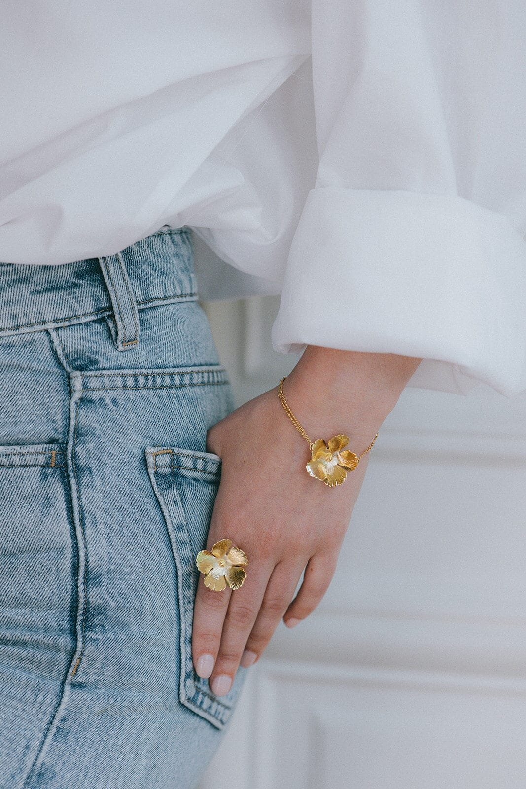 HESPÉRIS - Silver-plated flower bracelet MONSIEUR SIMONE Golden