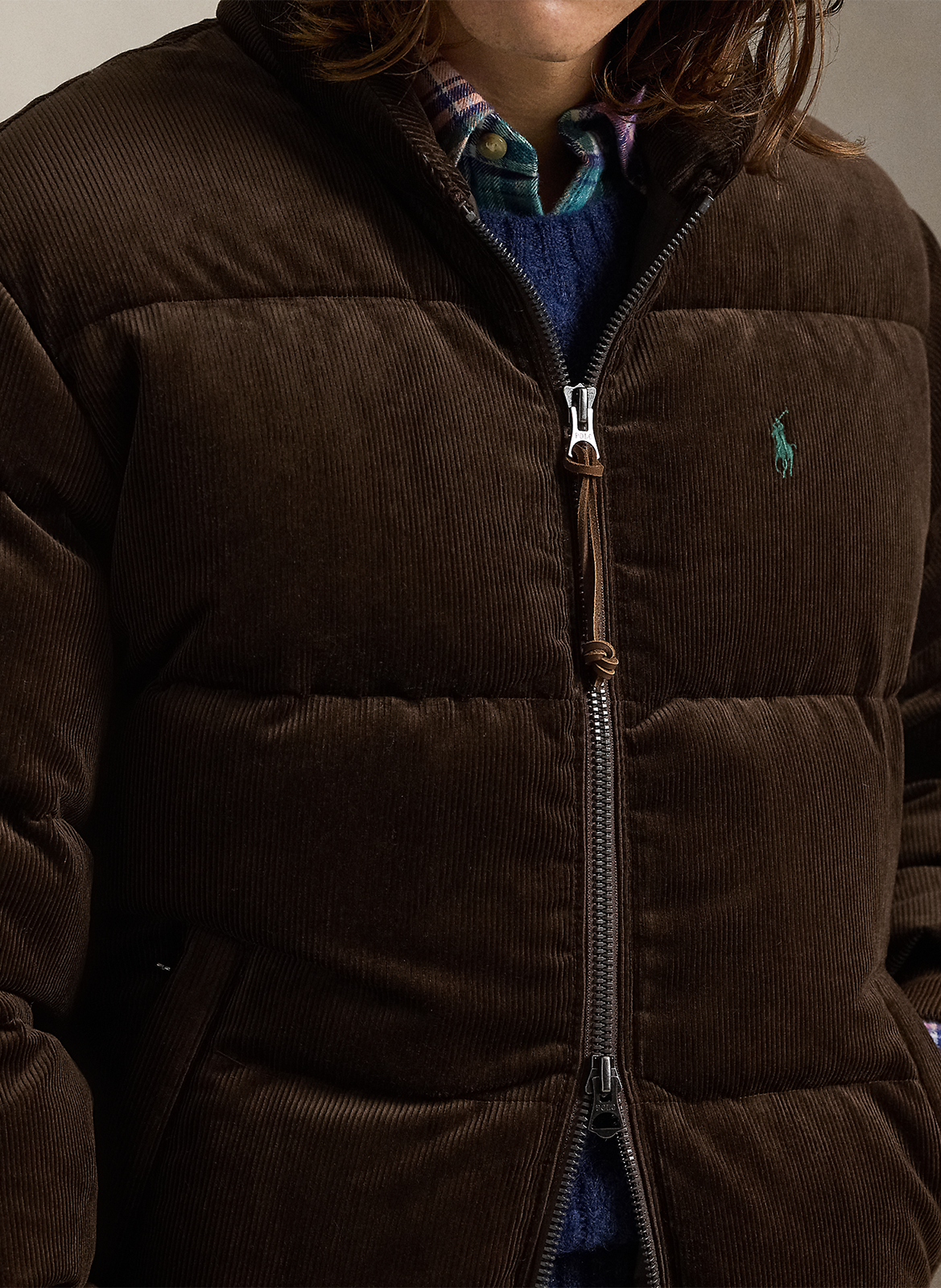 Doudoune col montant en coton POLO RALPH LAUREN Marron