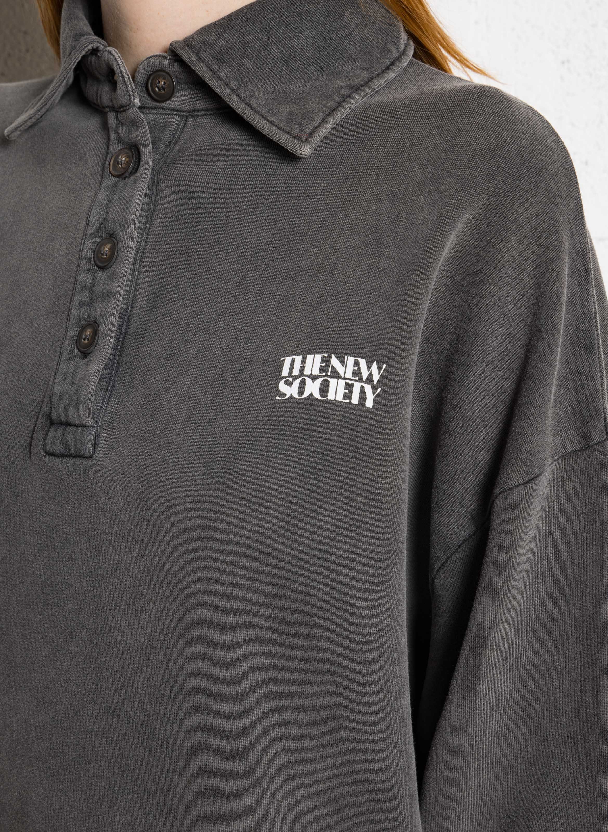 Polo kraag sweatshirt van katoen THE NEW SOCIETY Grijs
