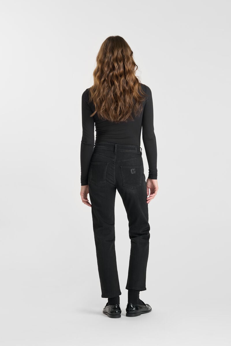 Straight leg high waist mom jeans 7/8 length, 7/8 length LE TEMPS DES CERISES Black