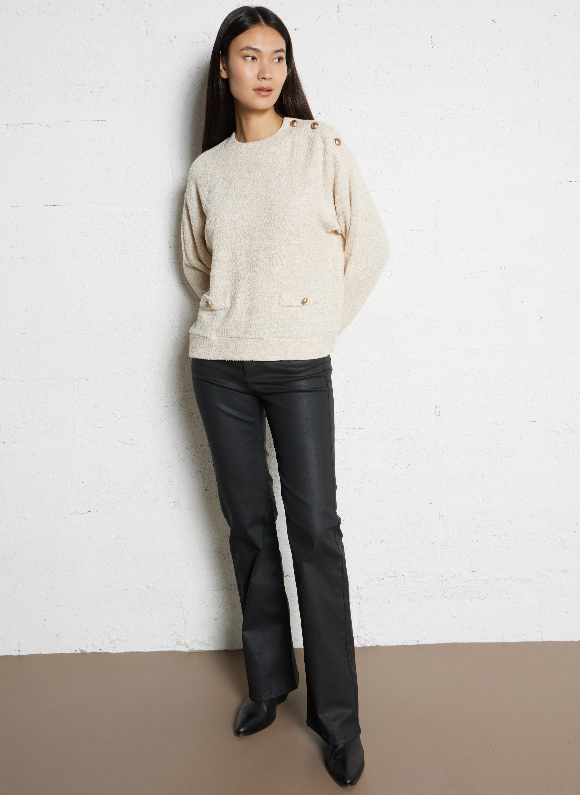 Beschichtete Bootcut-Jeans IKKS Schwarz