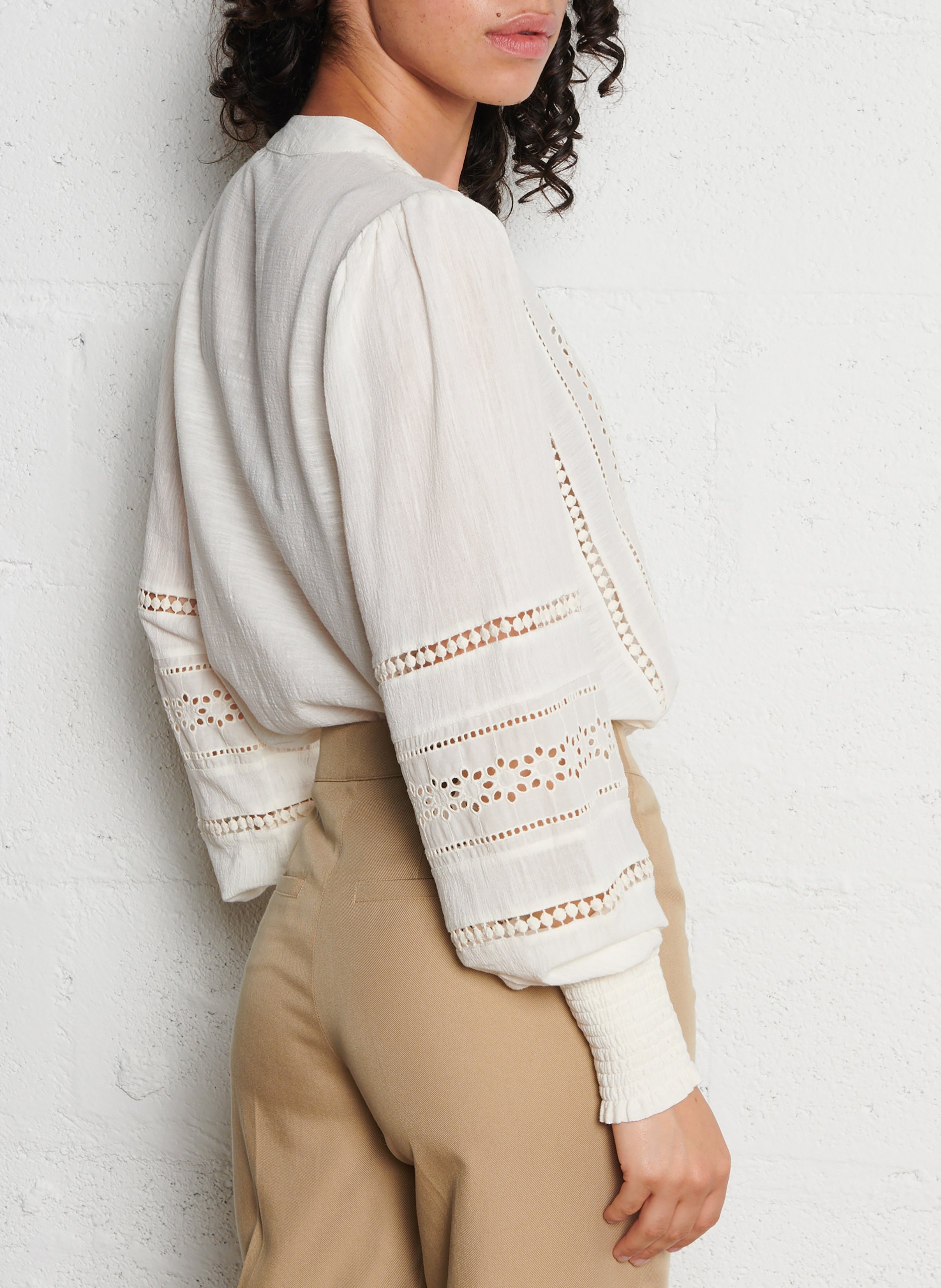 V-neck cotton blouse MAISON 123 White