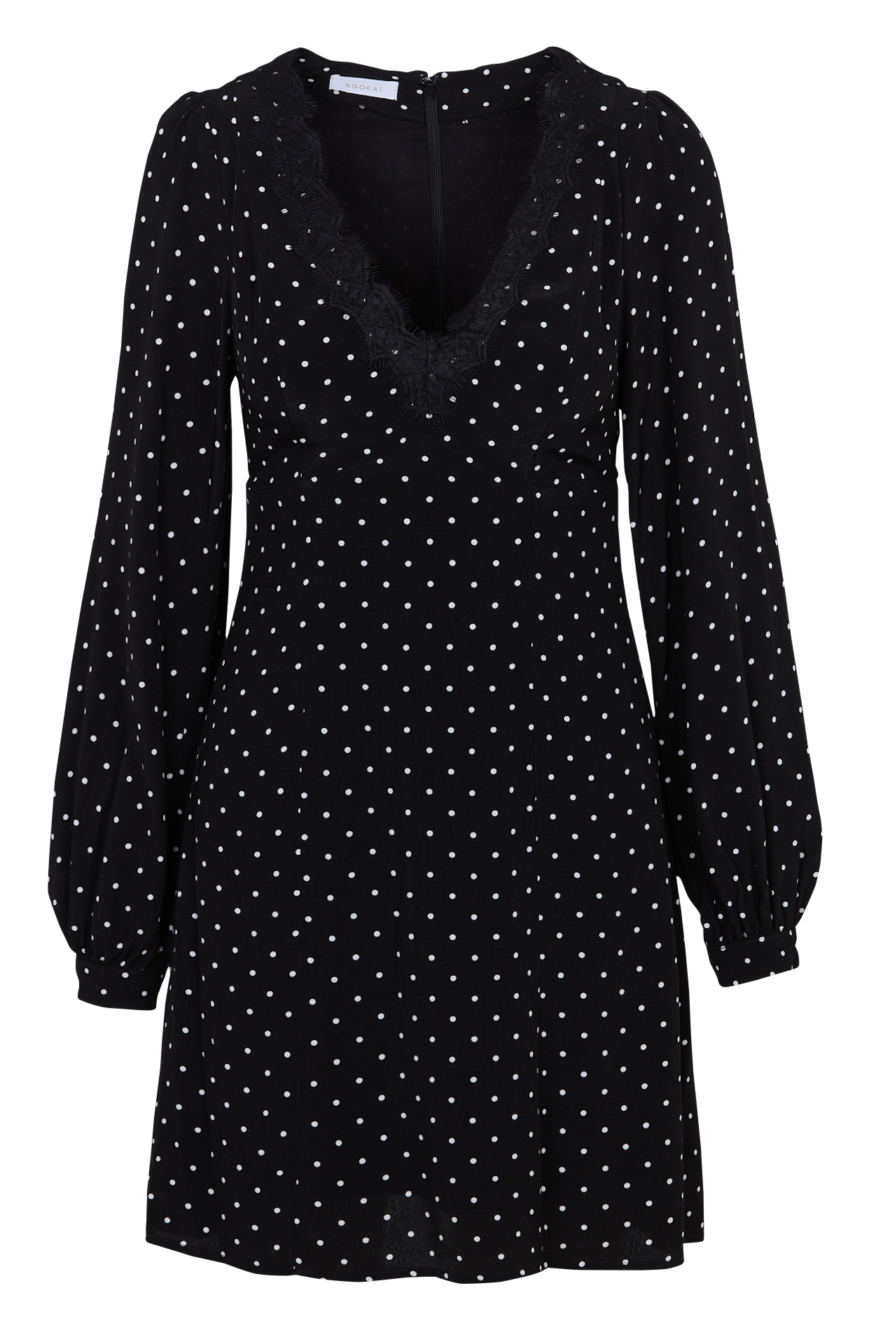 Robe courte à pois col v KOOKAI Noir