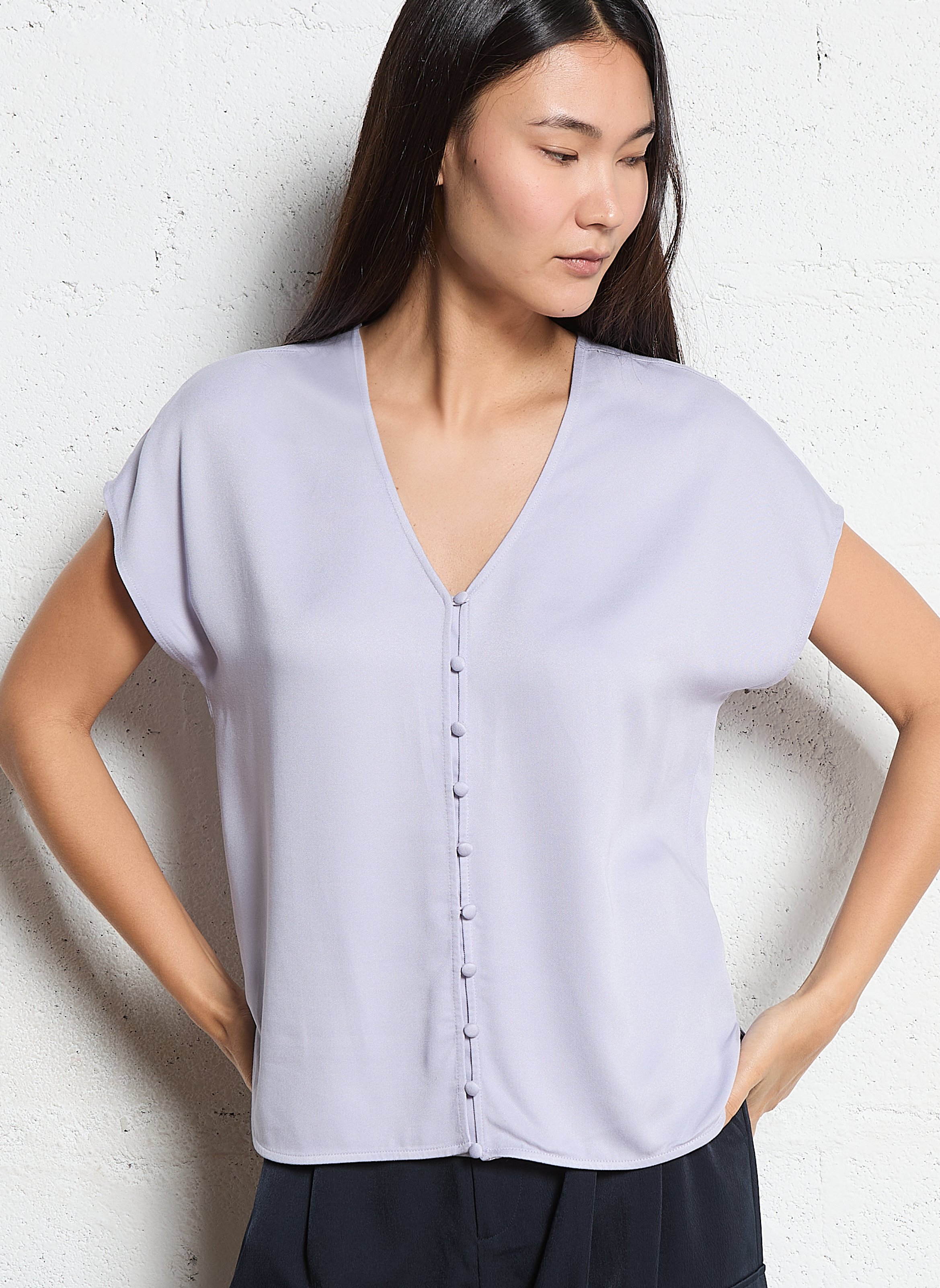Loose-fit V-neck top IKKS Purple
