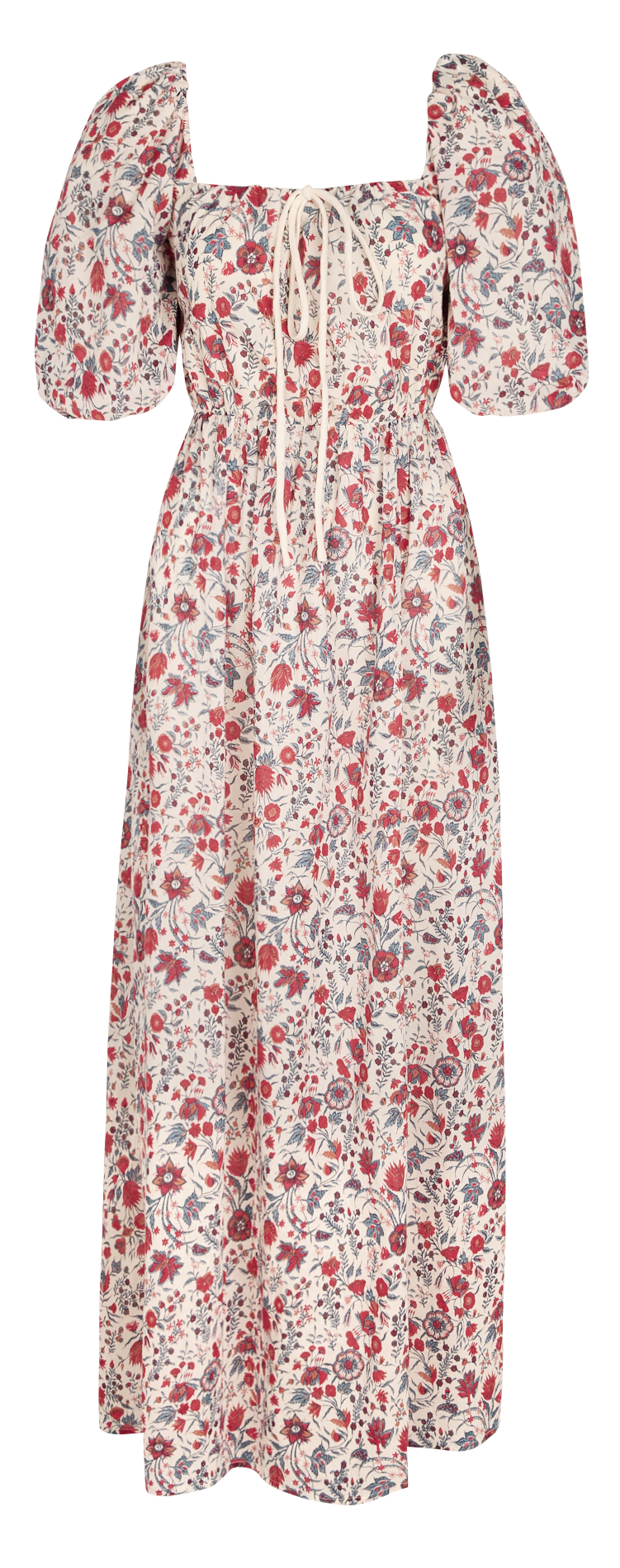 Langes, bedrucktes Kleid aus Baumwolle mit Gürtel ANTIK BATIK Mehrfarbig