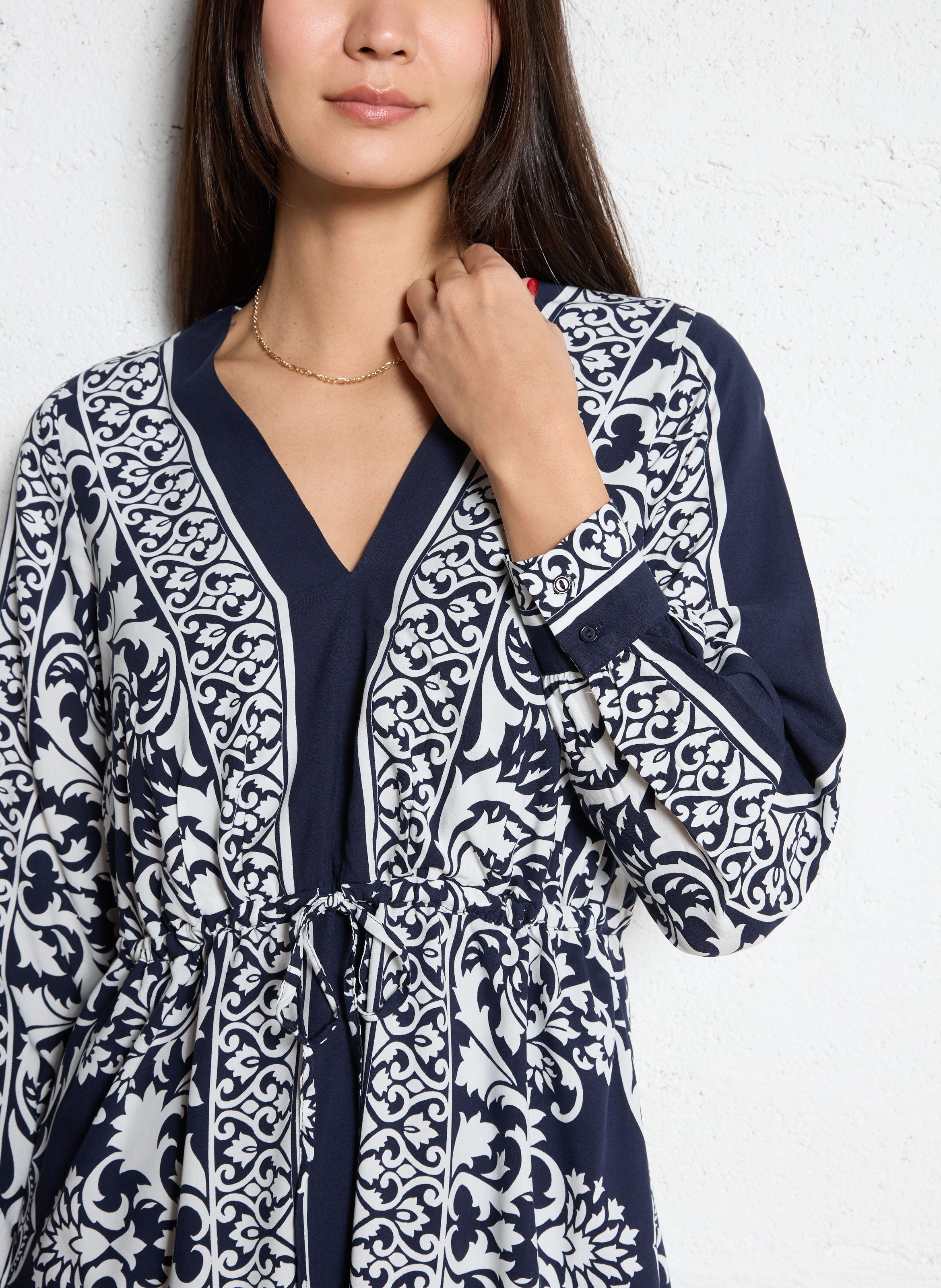 Korte jurk met V-hals en print SUD EXPRESS Blue