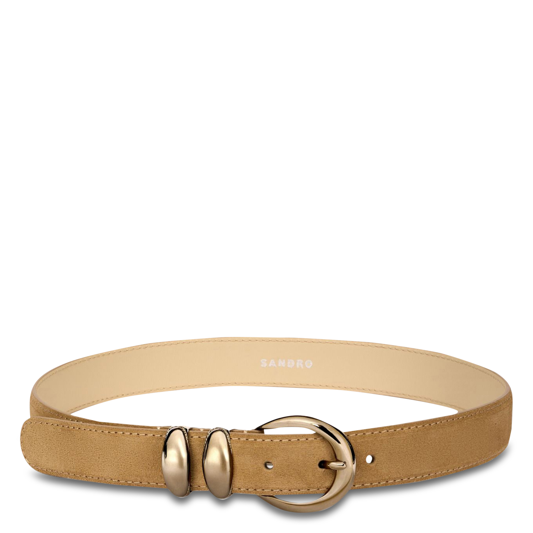 Ceinture en cuir velours SANDRO Beige