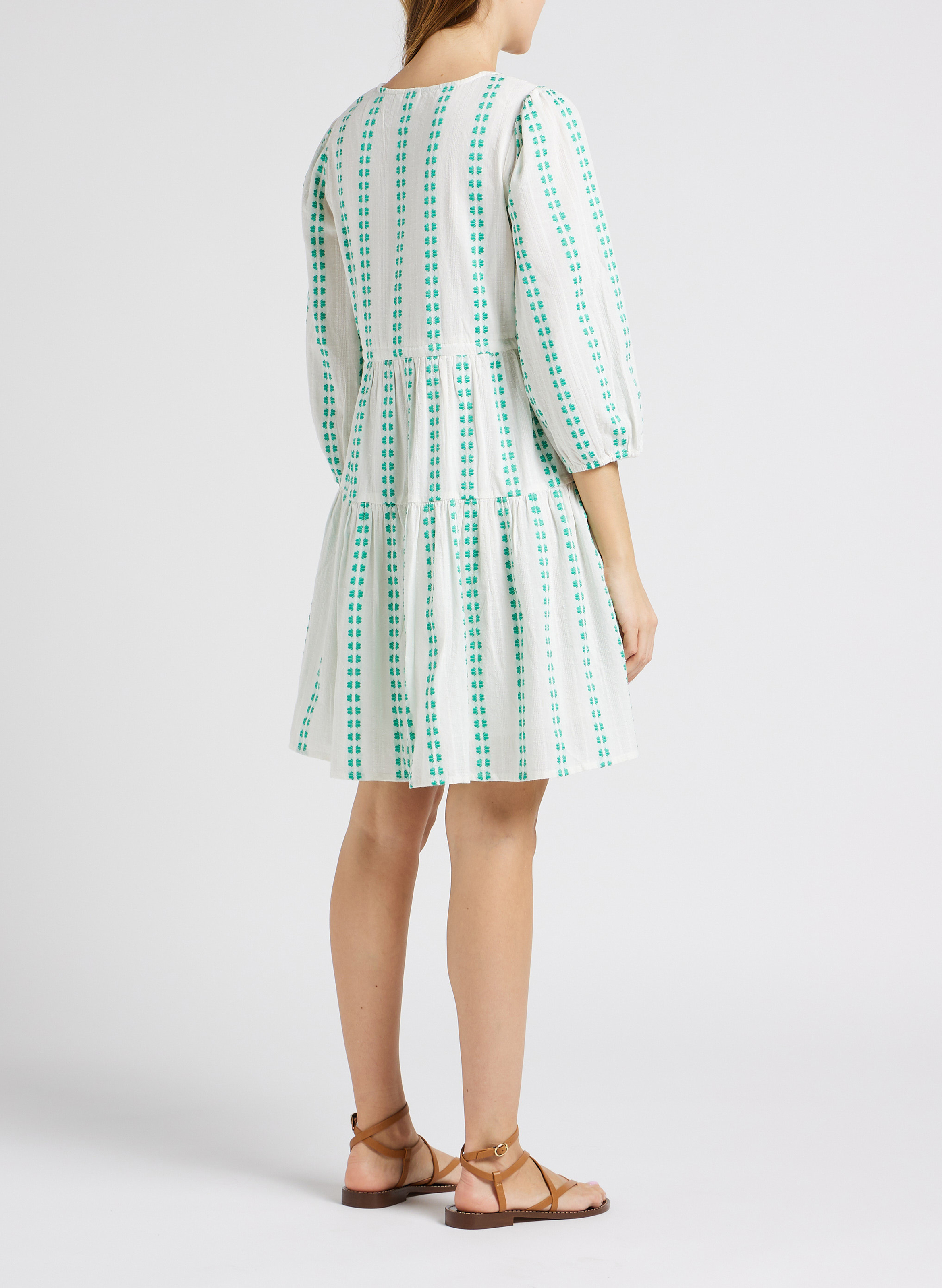 Weites Kleid mit V aus Baumwoll-Mix YAS Weiss