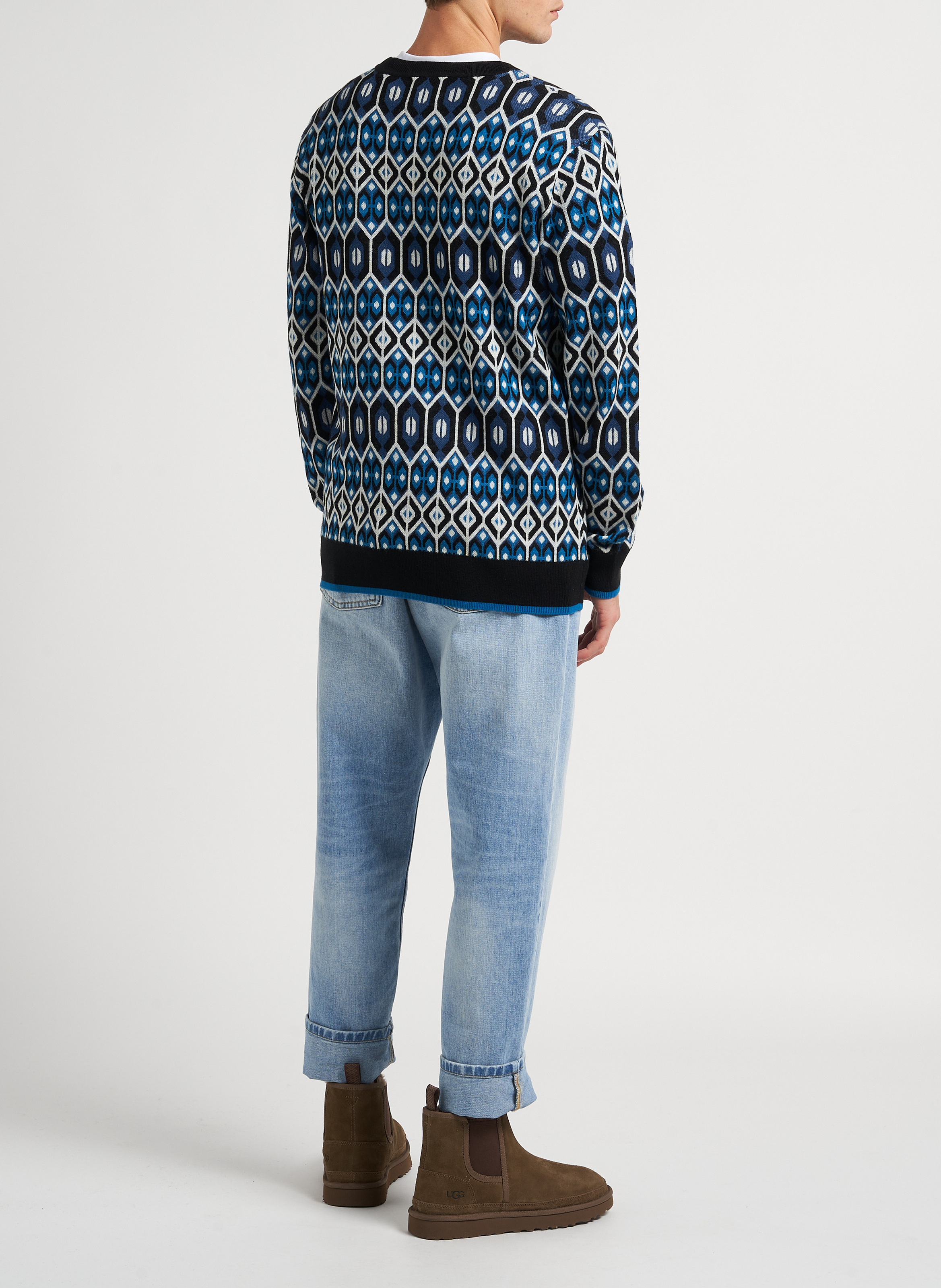 Pull col rond imprimé en laine mélangée SCOTCH AND SODA Bleu