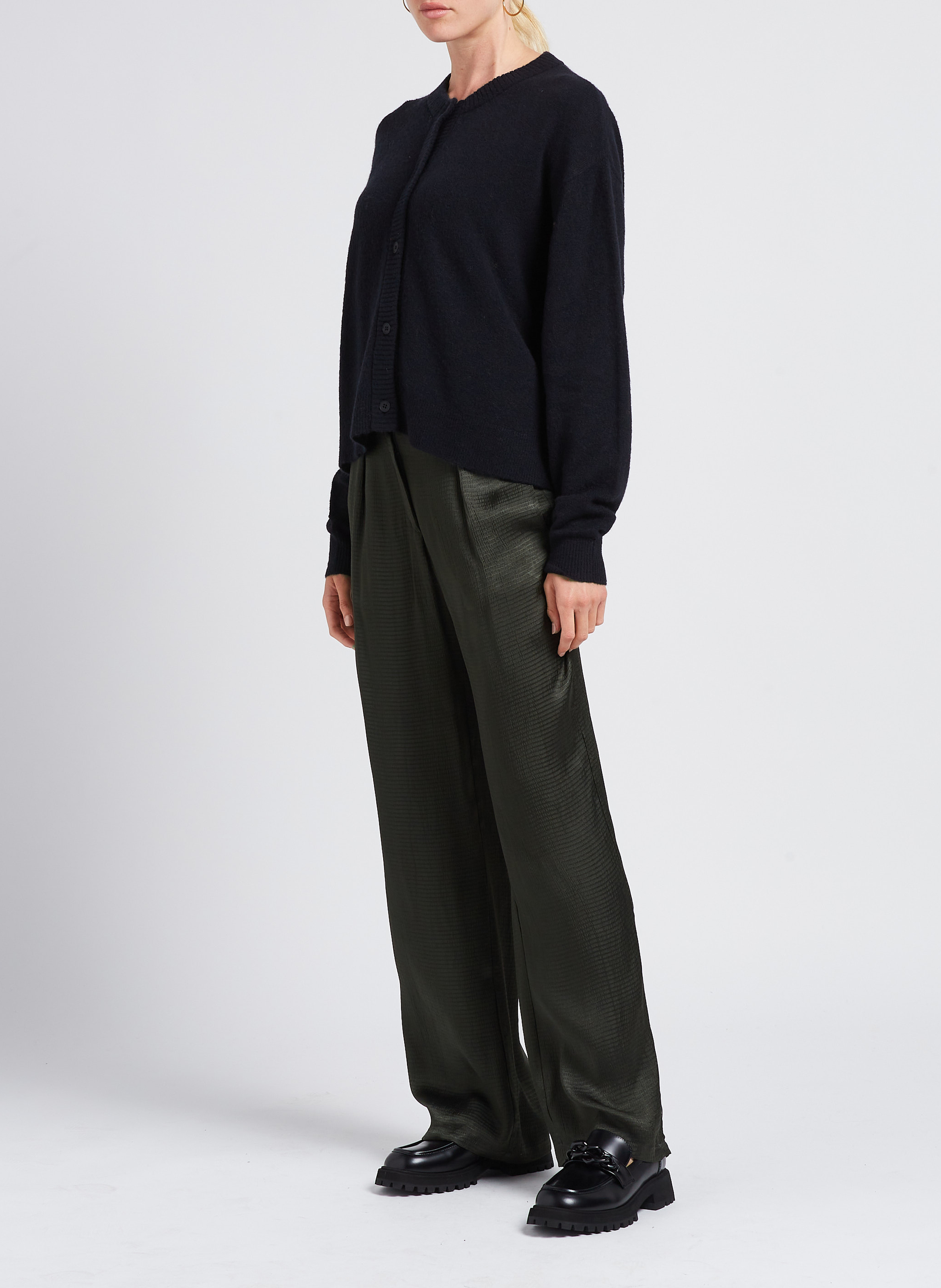 Gilet oversize col rond boutonné AMERICAN VINTAGE Noir