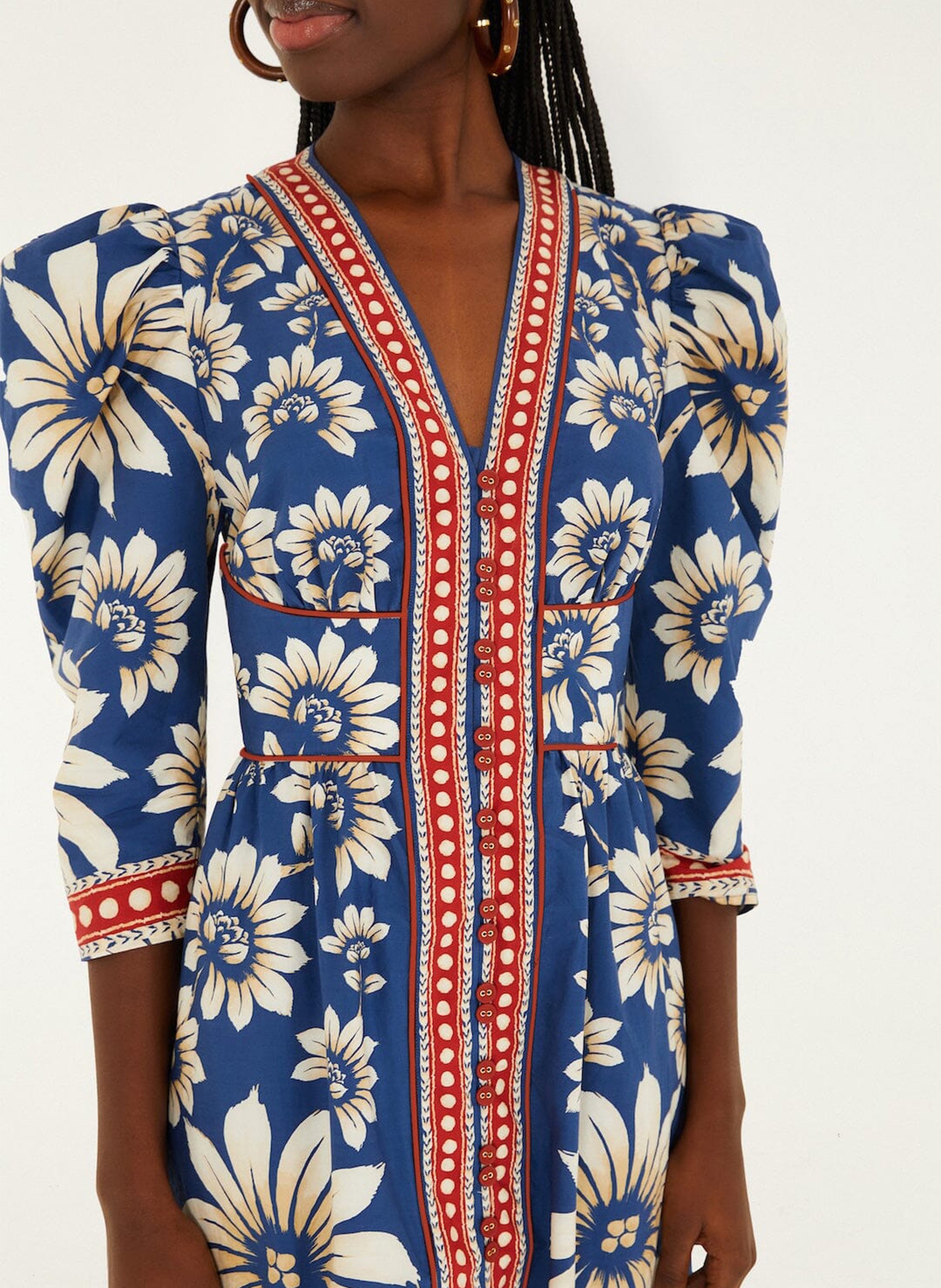 Long V-neck dress FARM RIO Blue