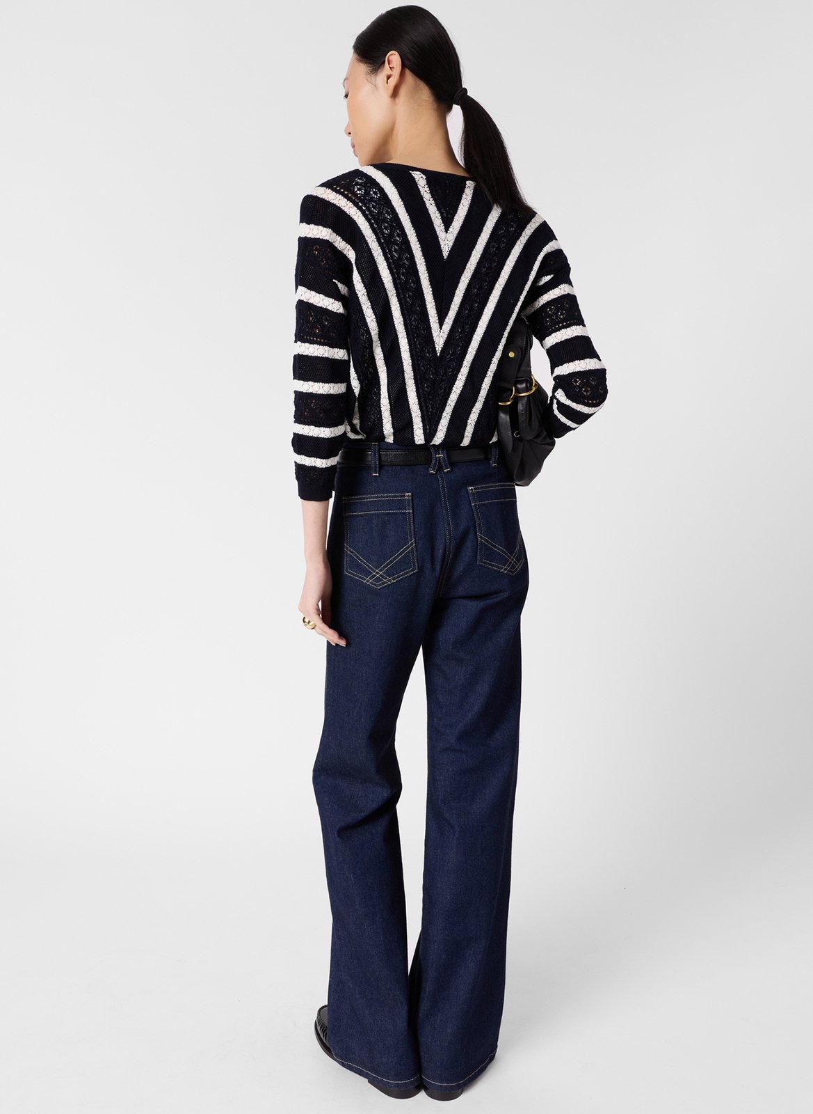Pull droit col V en coton GERARD DAREL Bleu