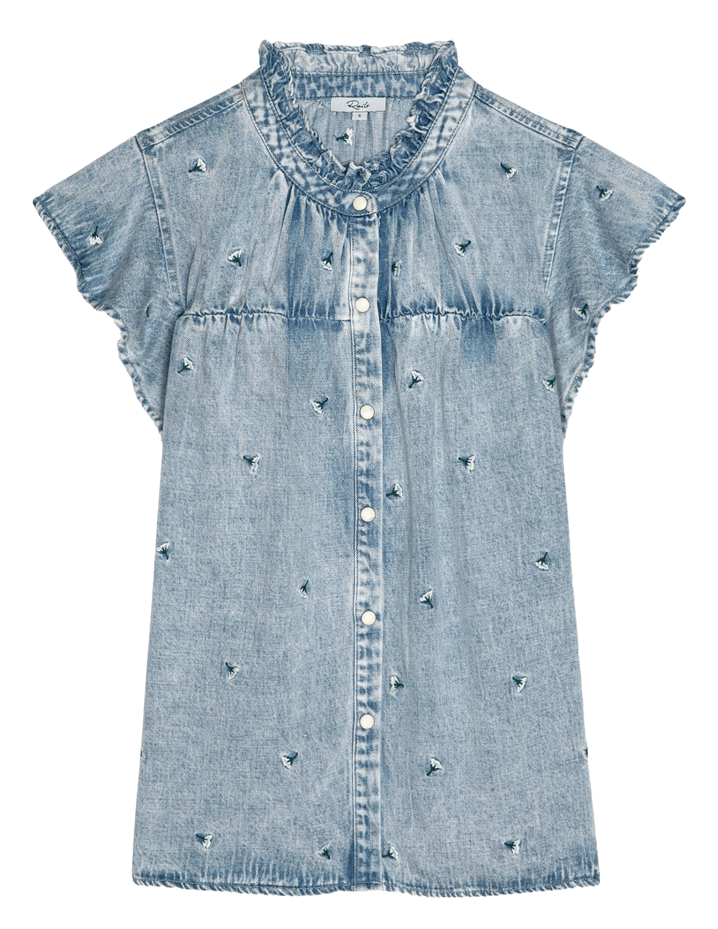 Round neck blouse with ruffles RAILS Blue