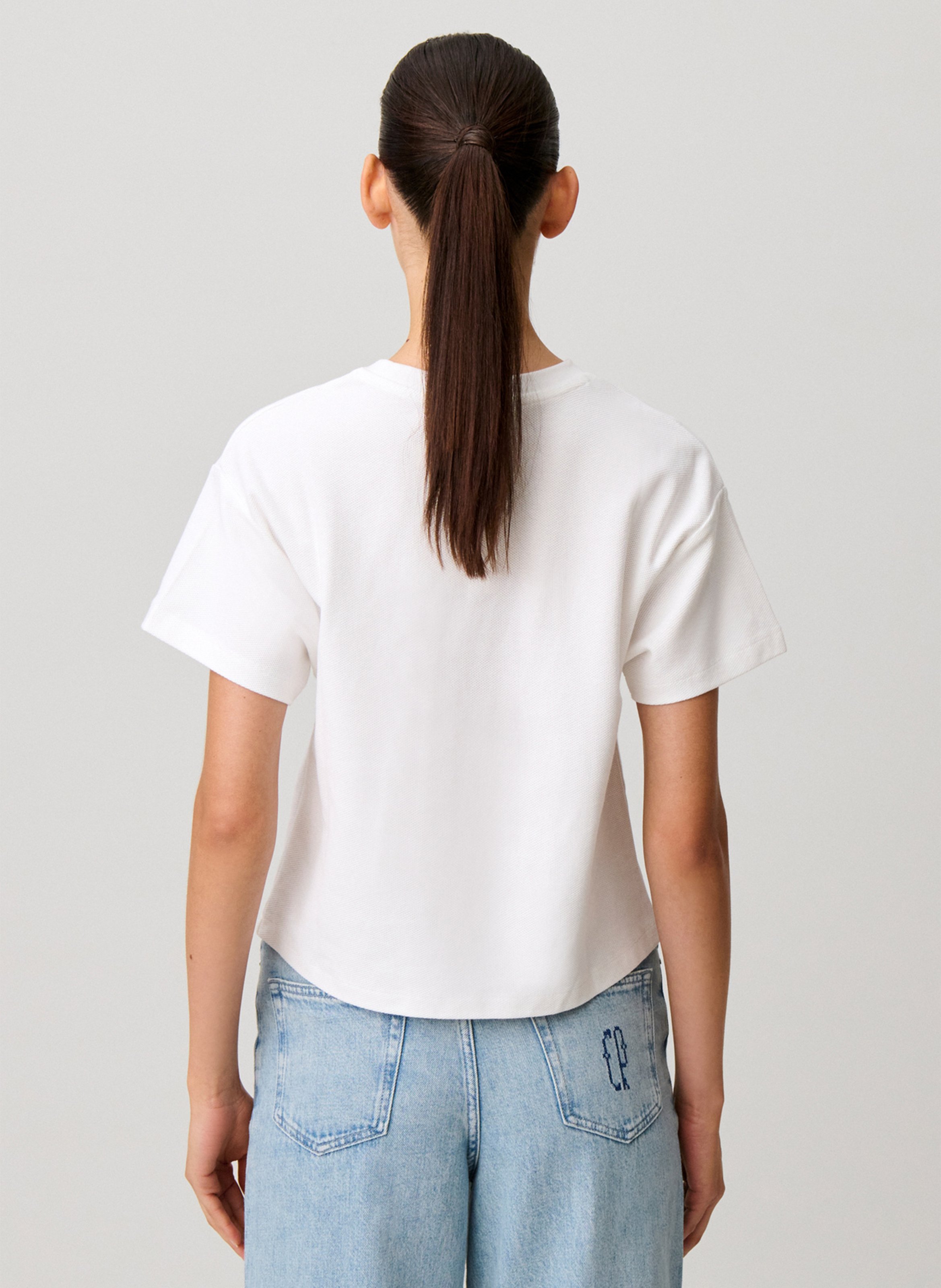 Tee-shirt col rond en coton CLAUDIE PIERLOT Beige