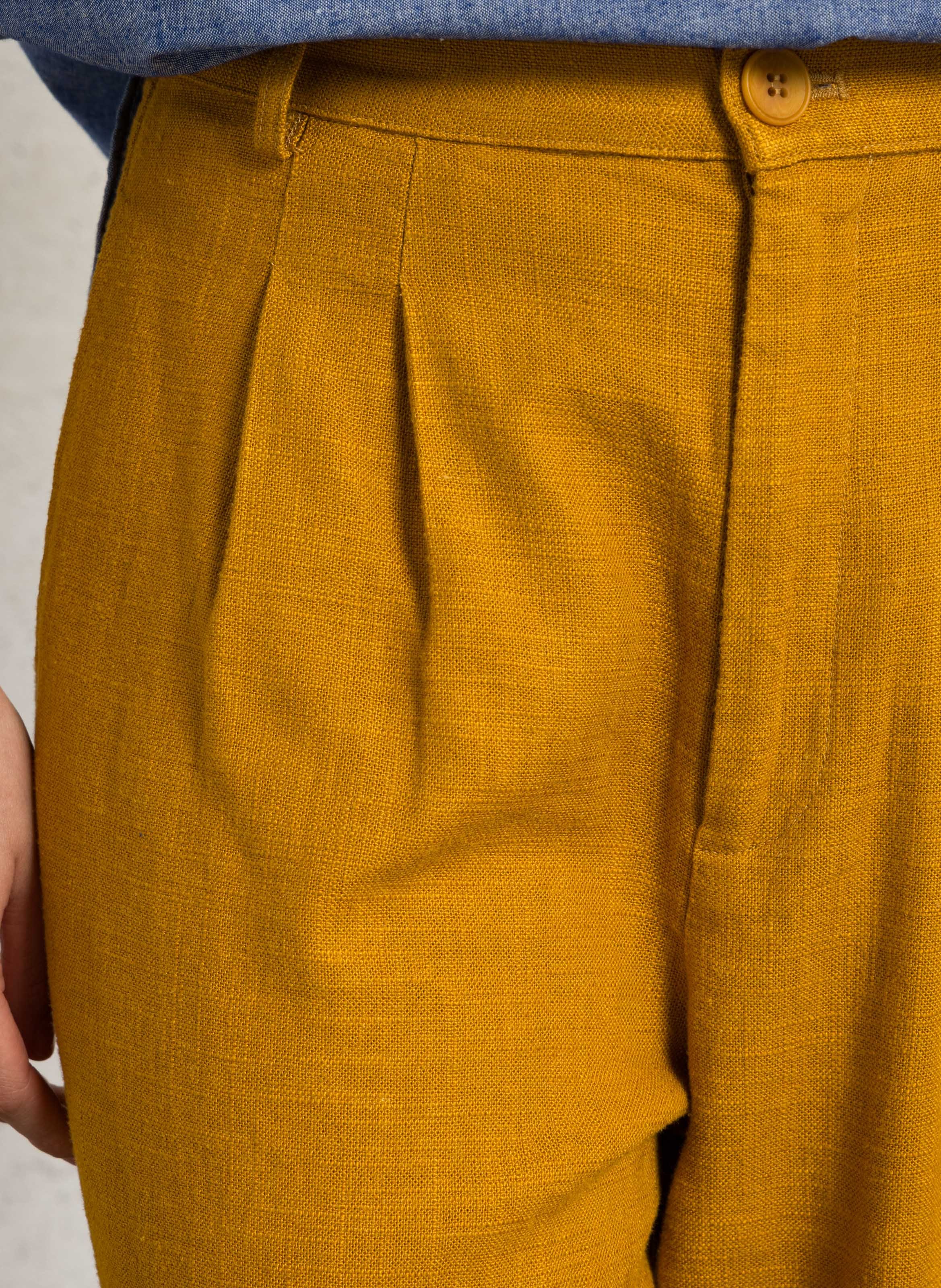 Gerade geschnittene Hose aus Leinen und Baumwolle BELLA JONES Gelb