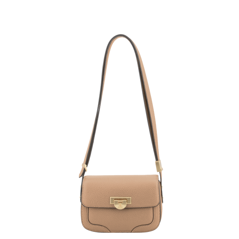 Crossbody bag in cowhide leather POURCHET Brown