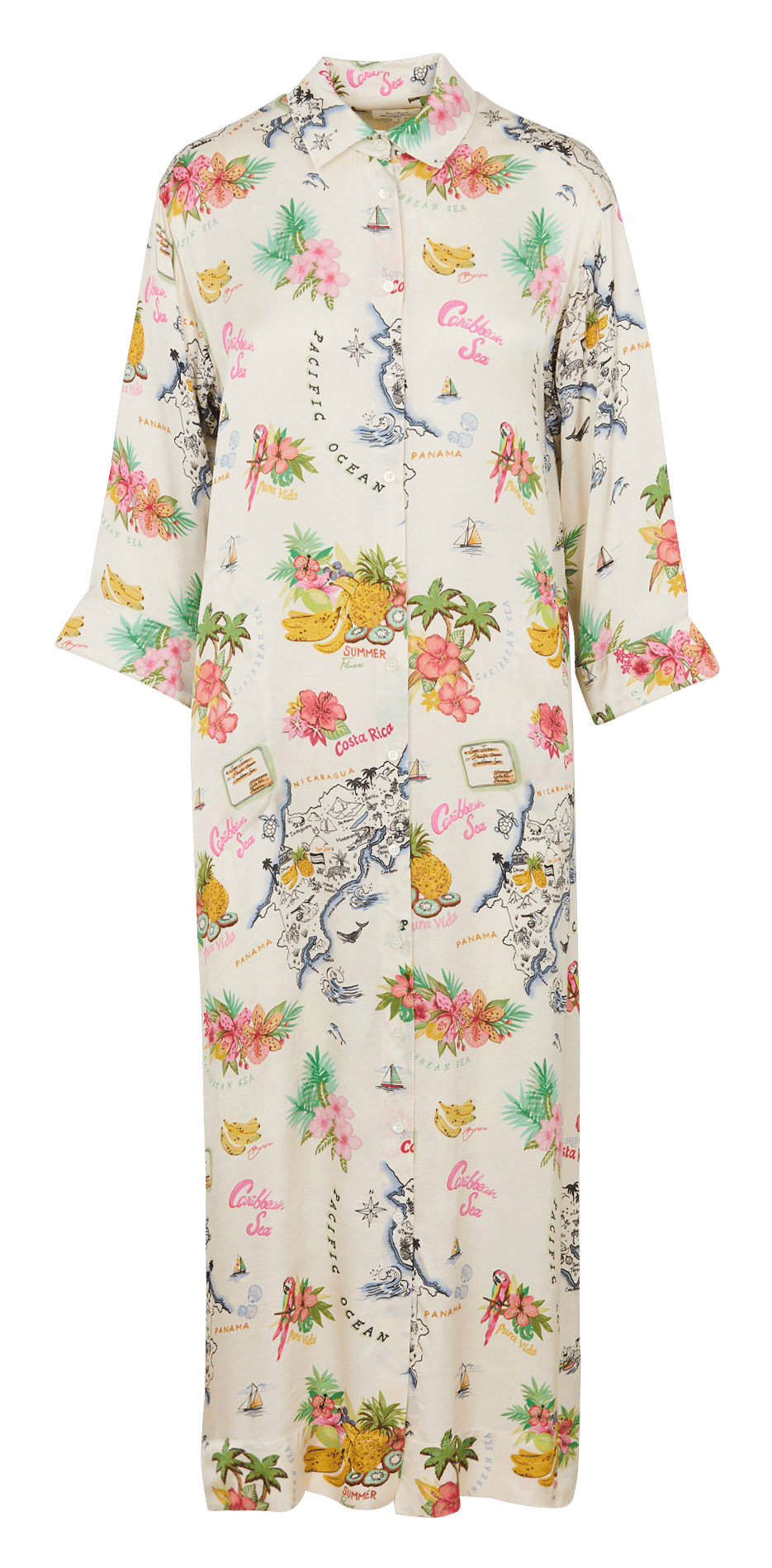 Long dress with classic collar and print HARTFORD Multicolored