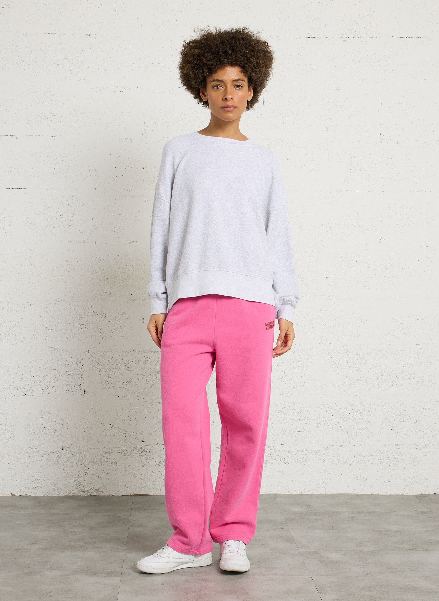 Sweat oversize col rond en coton mélangé AMERICAN VINTAGE Gris