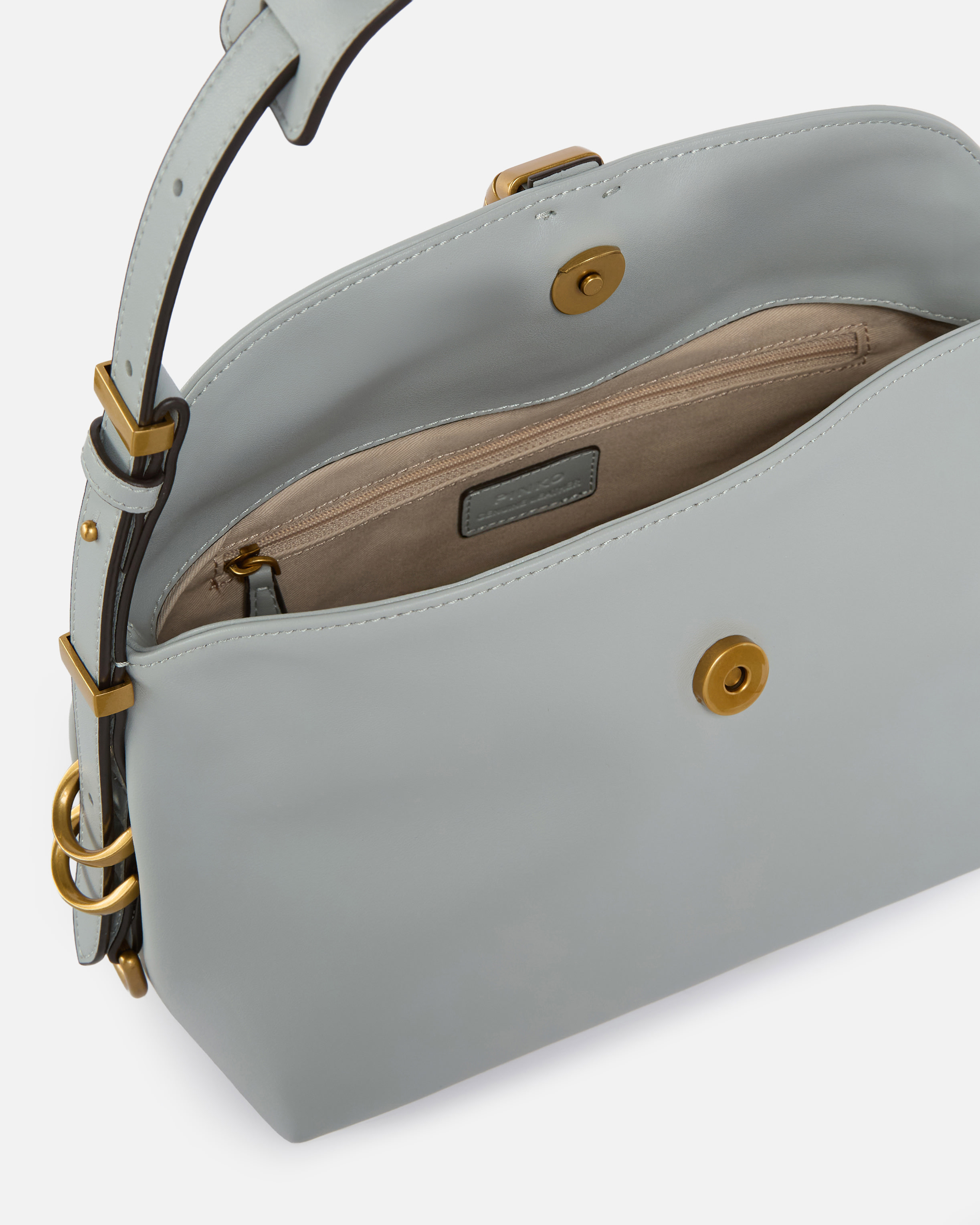 Small leather saddle bag shoulder bag PINKO Grey