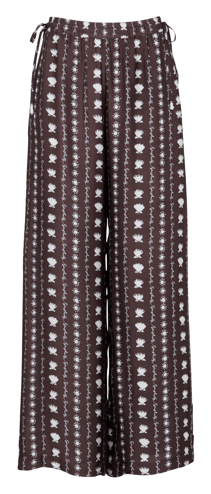 Weit geschnittene Satin-Hose mit Muster DES PETITS HAUTS Schwarz