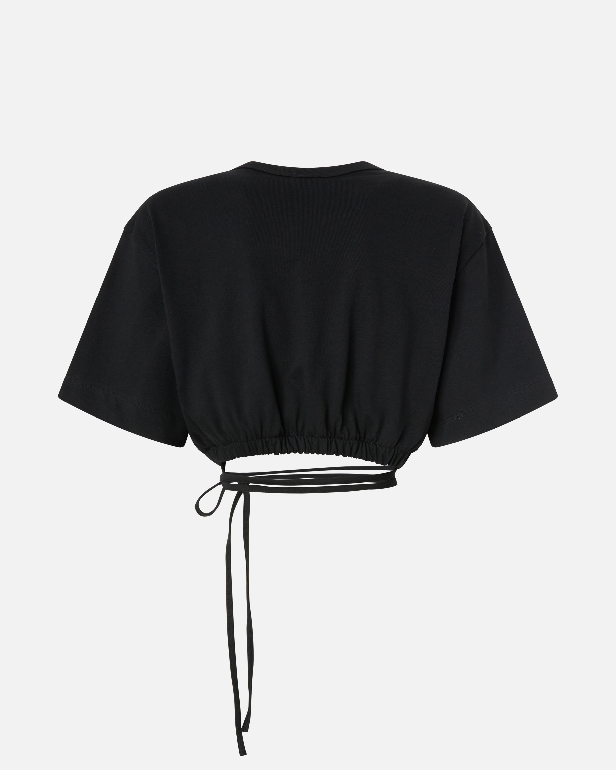 T-shirt cropped à lacet et détails western PINKO Noir