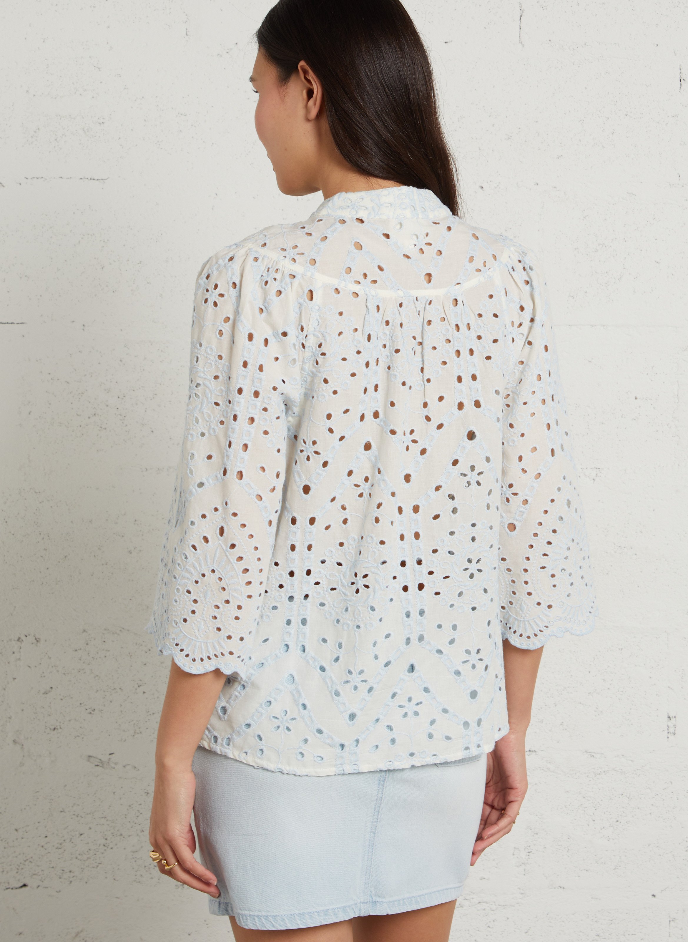 Blouse met V-hals van katoen MAISON 123 Blauw