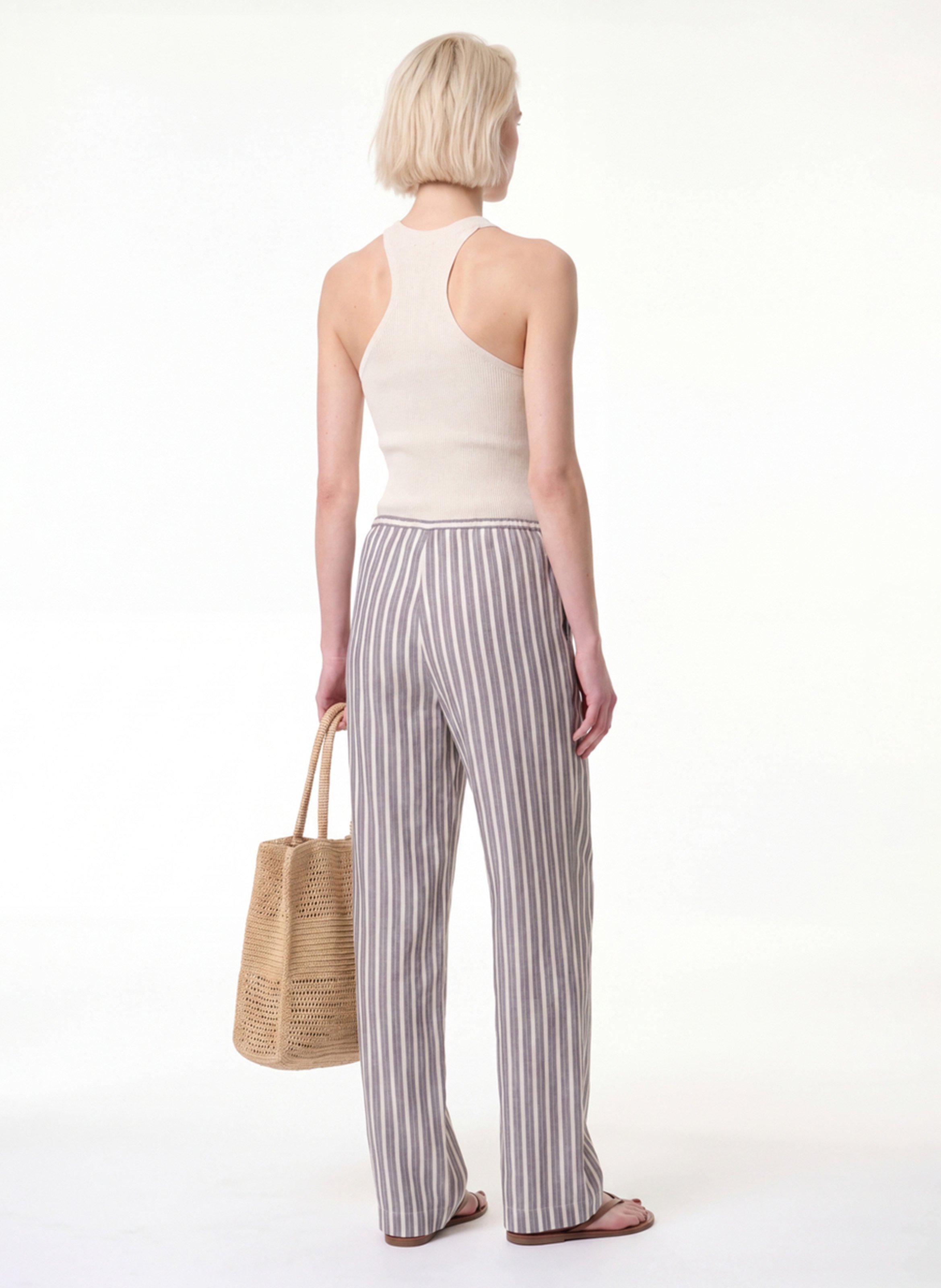 Pantalon large à rayures VANESSA BRUNO Gris