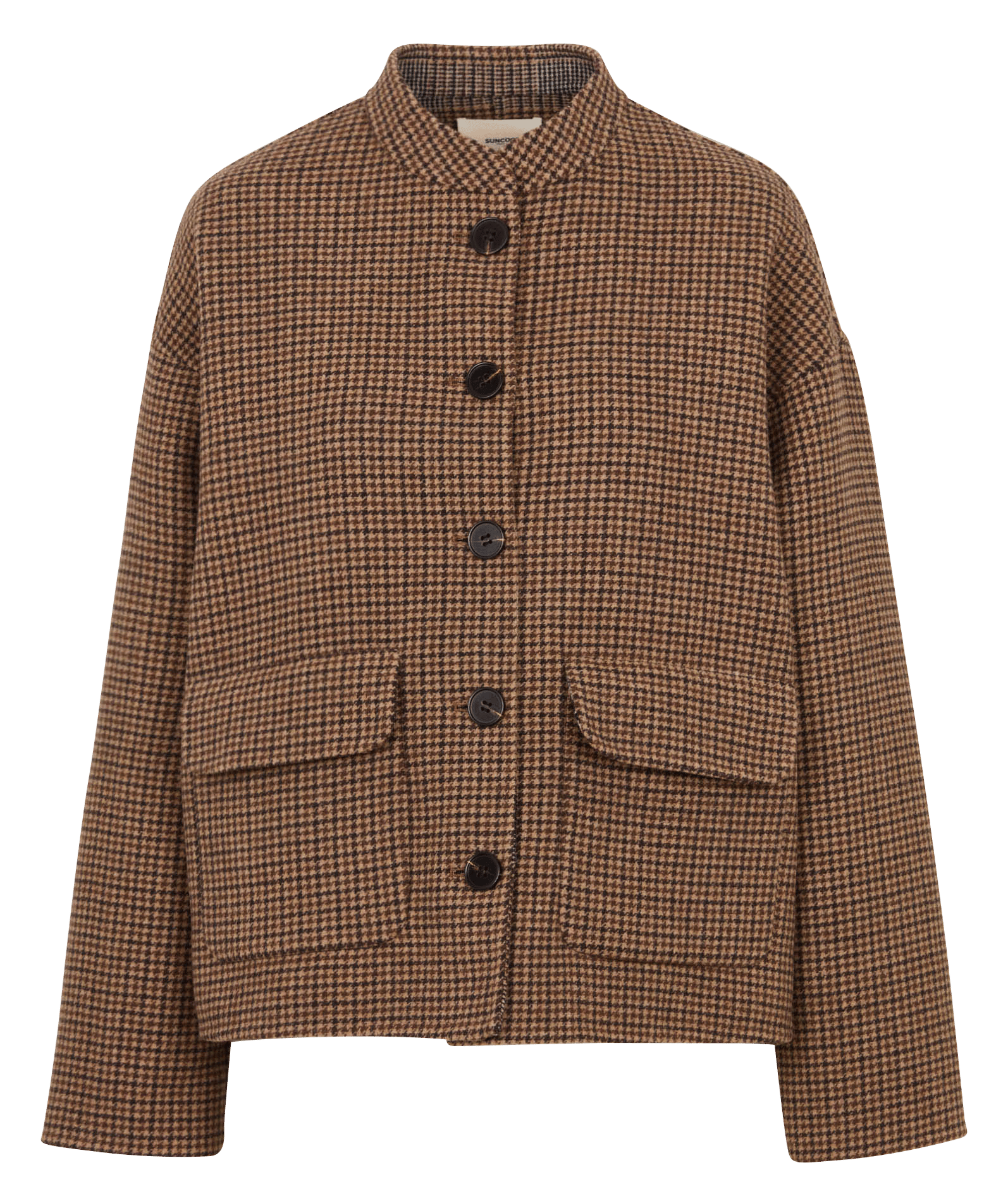 Veste col rond à motif en laine mélangée SUNCOO Marron