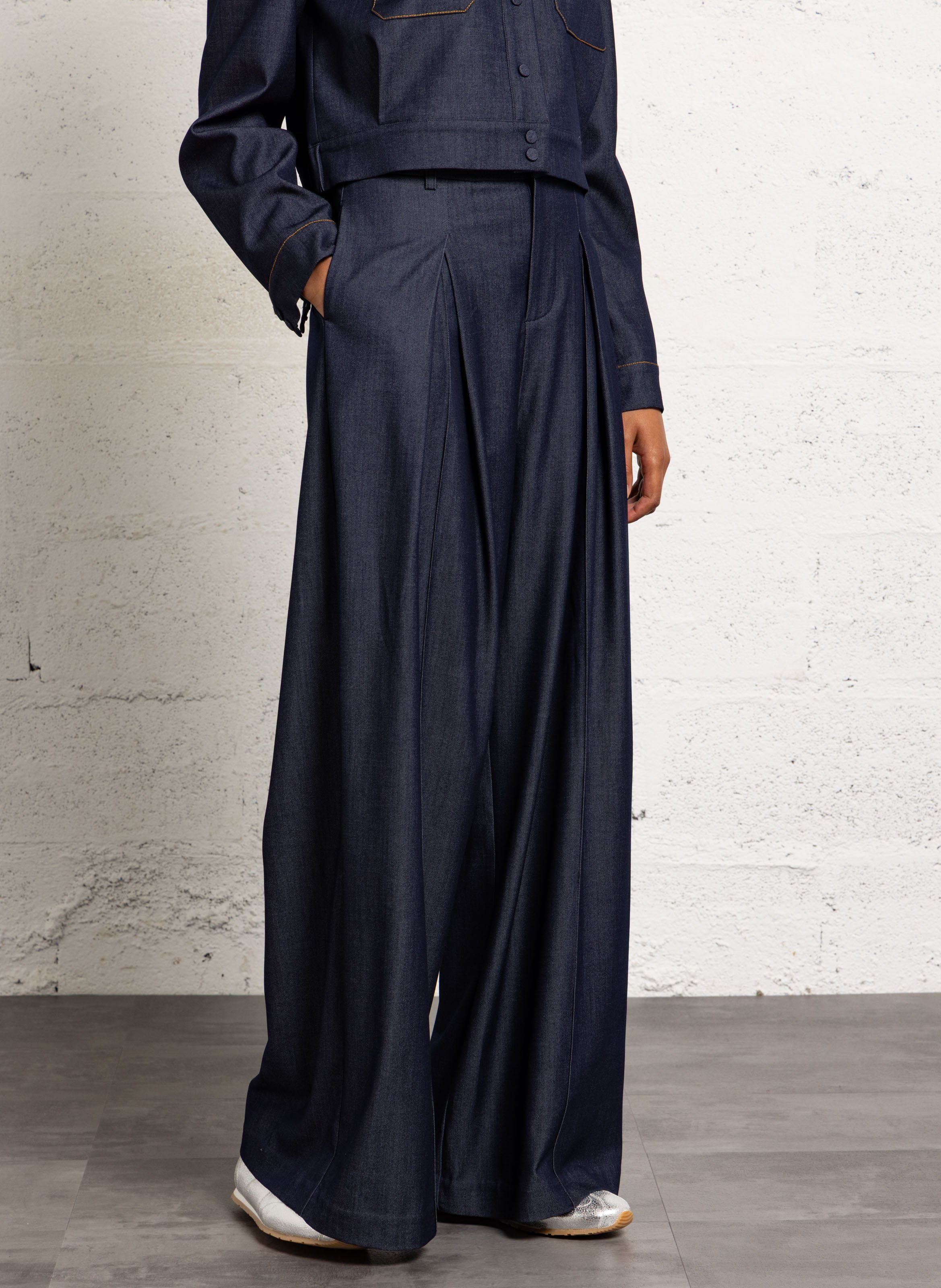 Azawood high-waisted wide-leg trousers SUNCOO Raw denim