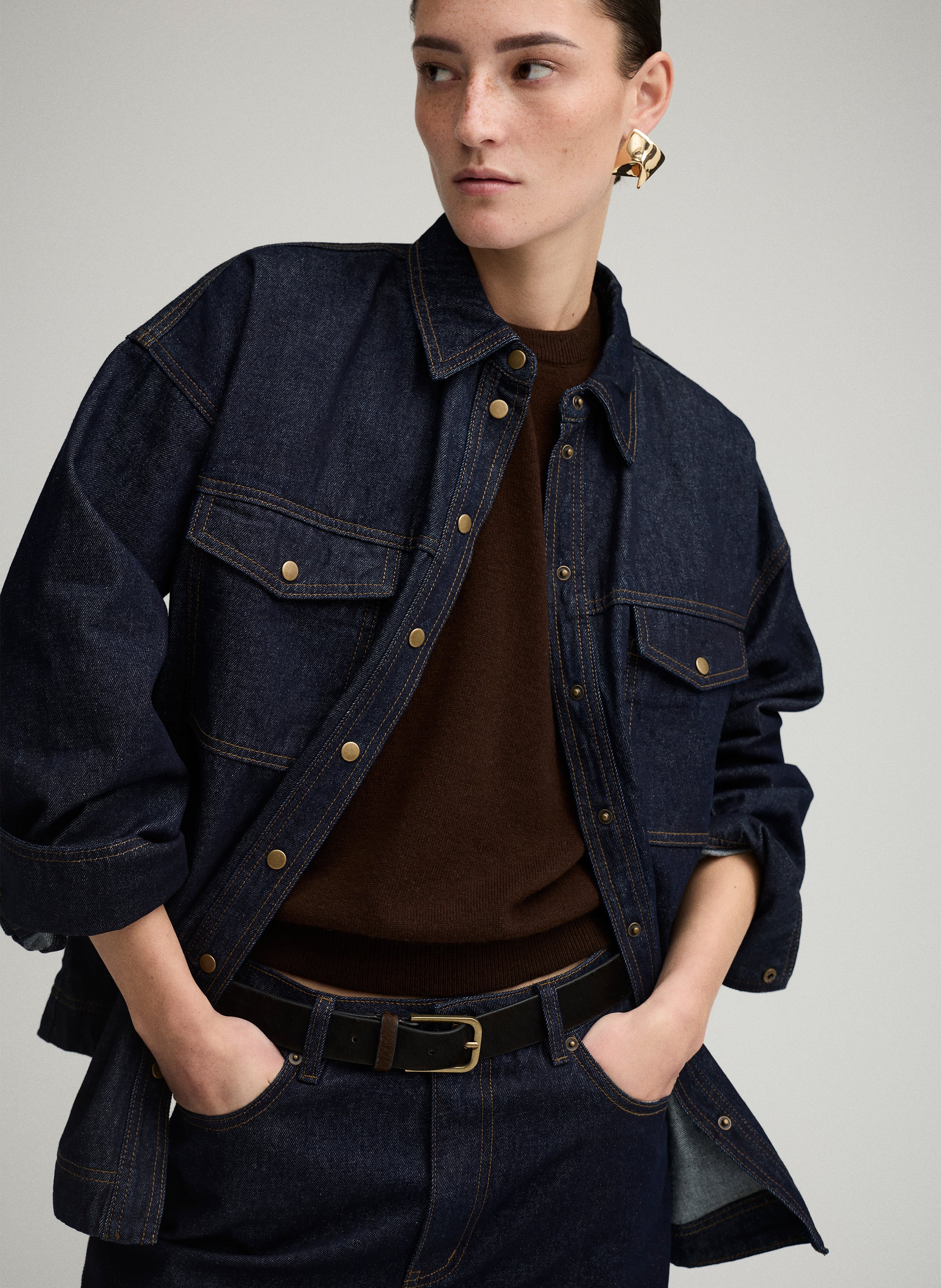Gerade geschnittenes Hemd aus Baumwolldenim ROUGE EDIT Blau