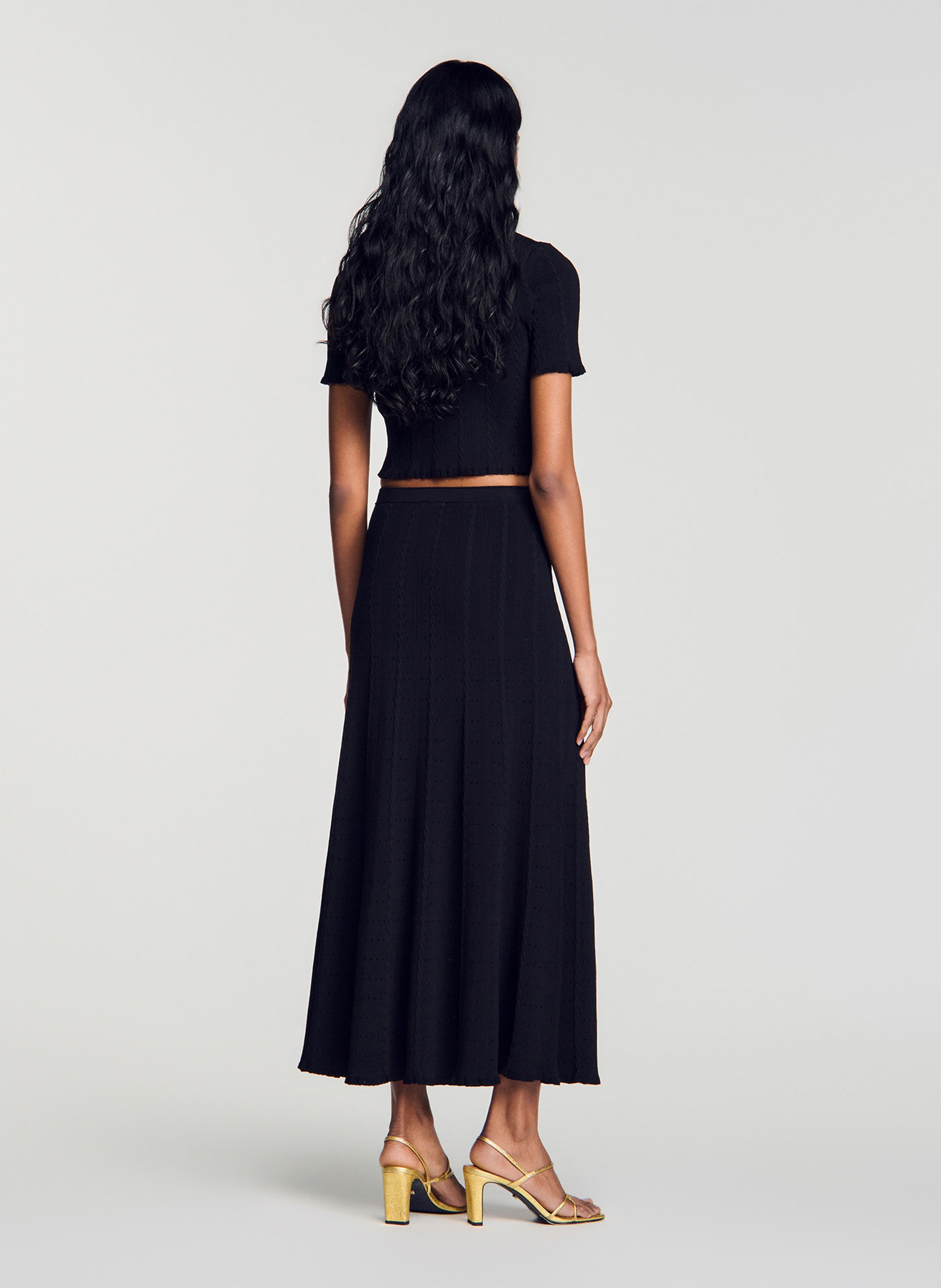 Halflange rok SANDRO Zwart