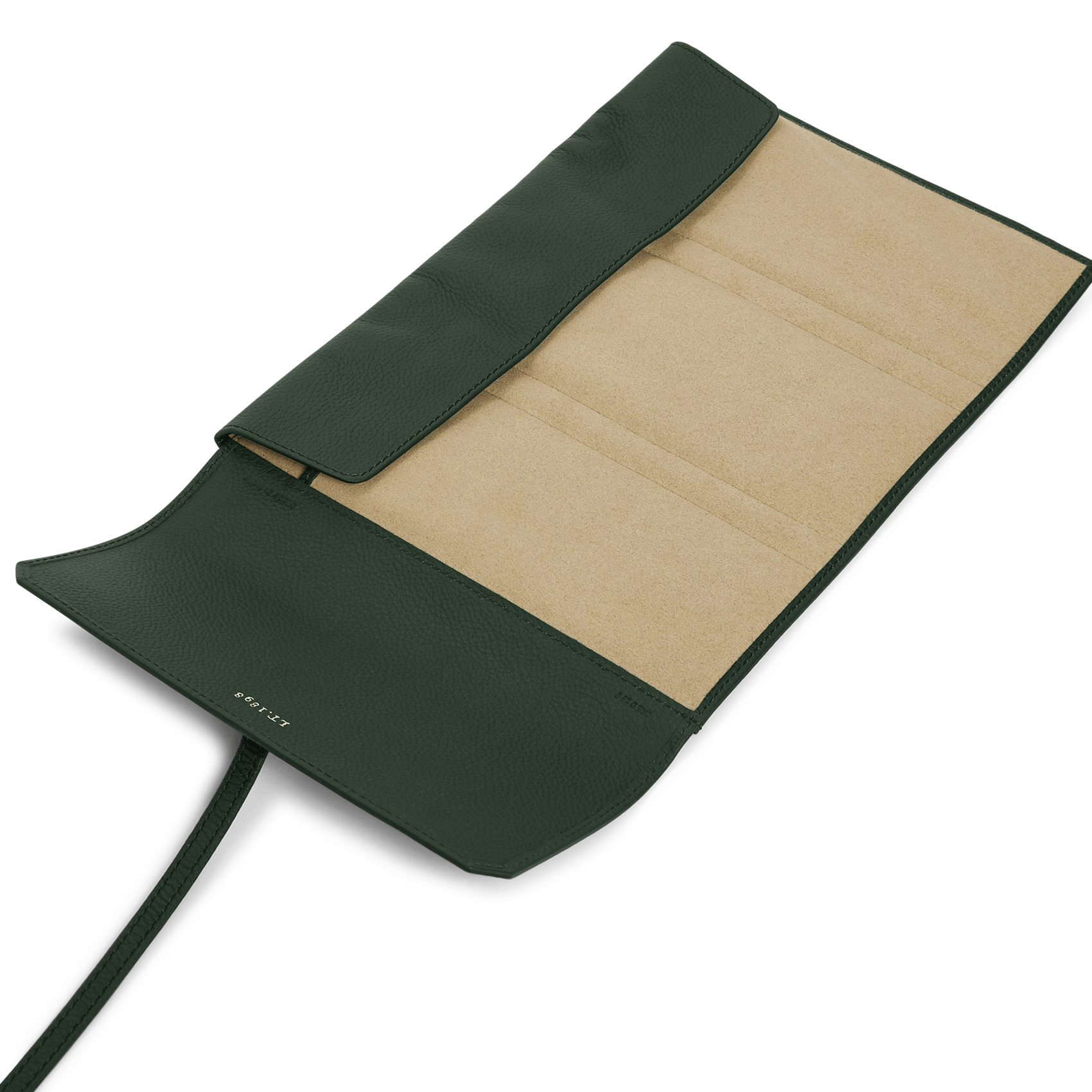 Travel case in plain grained leather LE TANNEUR Green