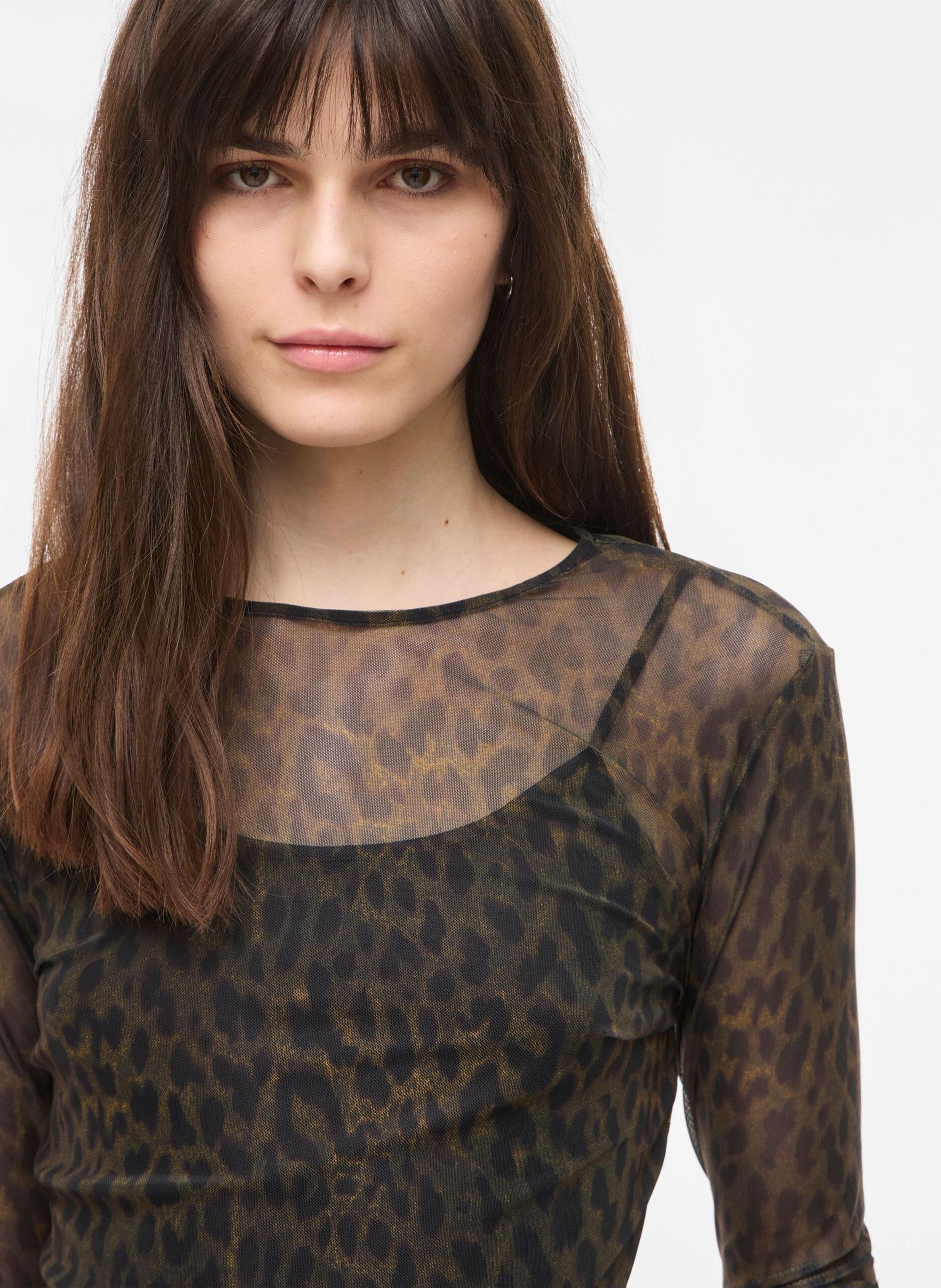 Strakke top met luipaardprint ROUGE EDIT Goudkleurig
