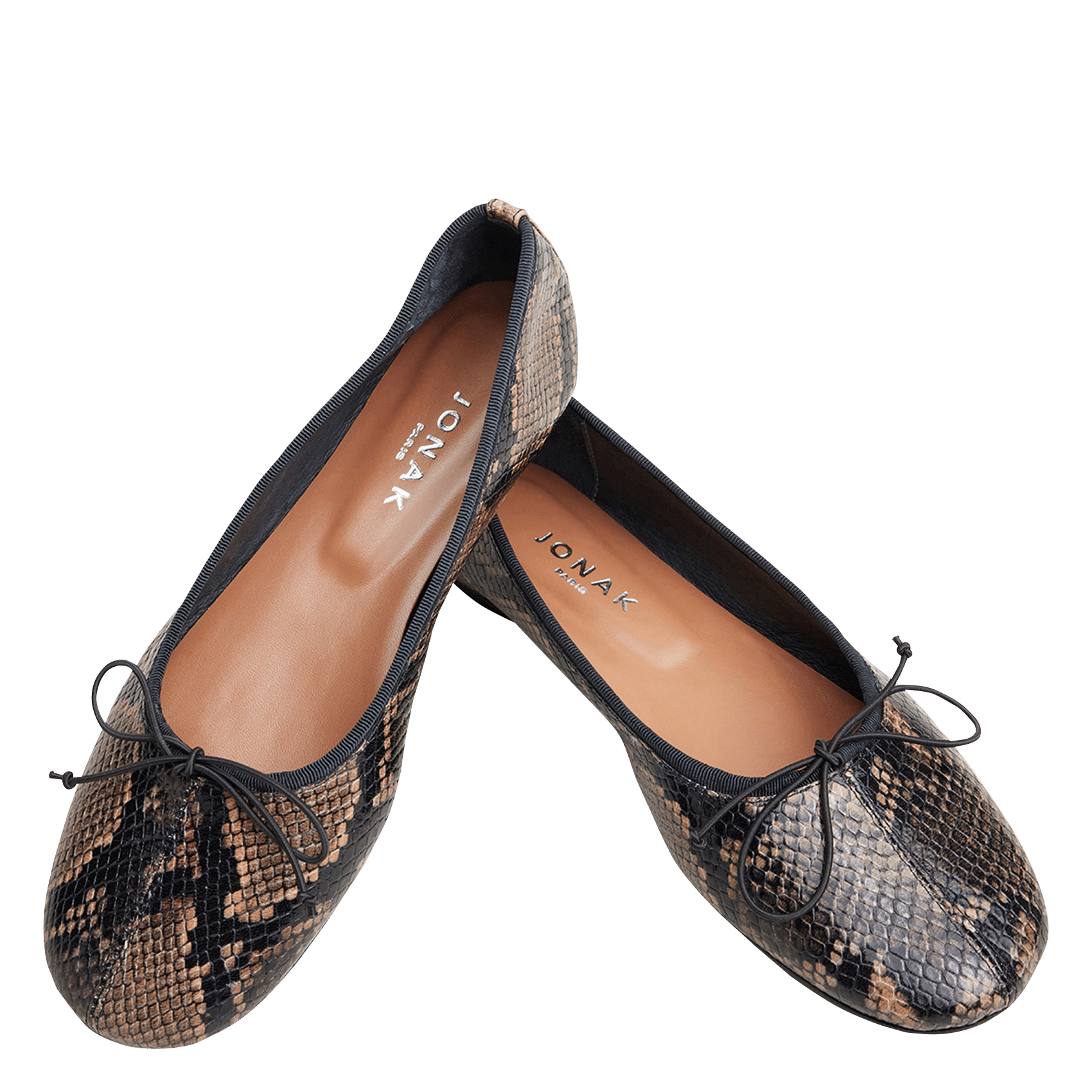 Ballerines python en cuir JONAK Marron