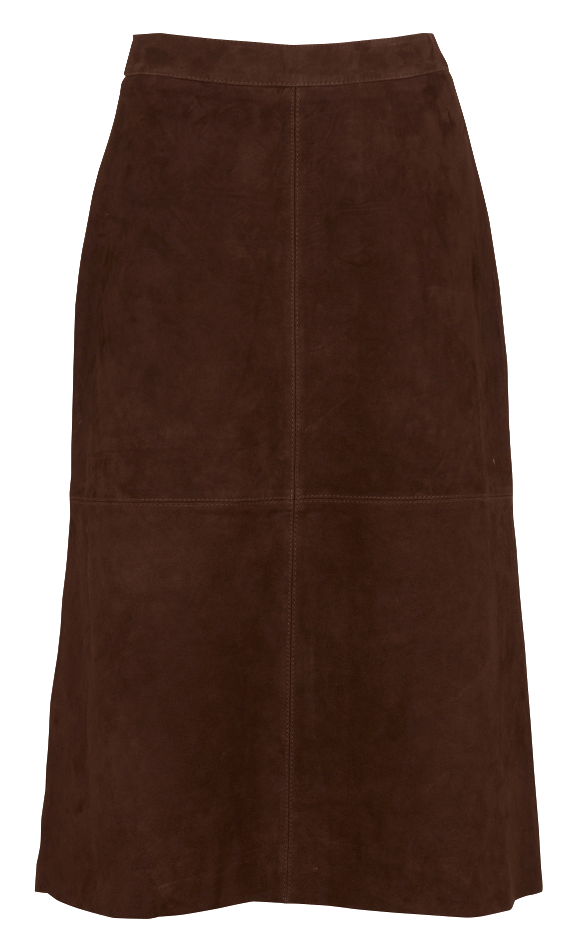 Suede lamb leather midi skirt DES PETITS HAUTS Brown