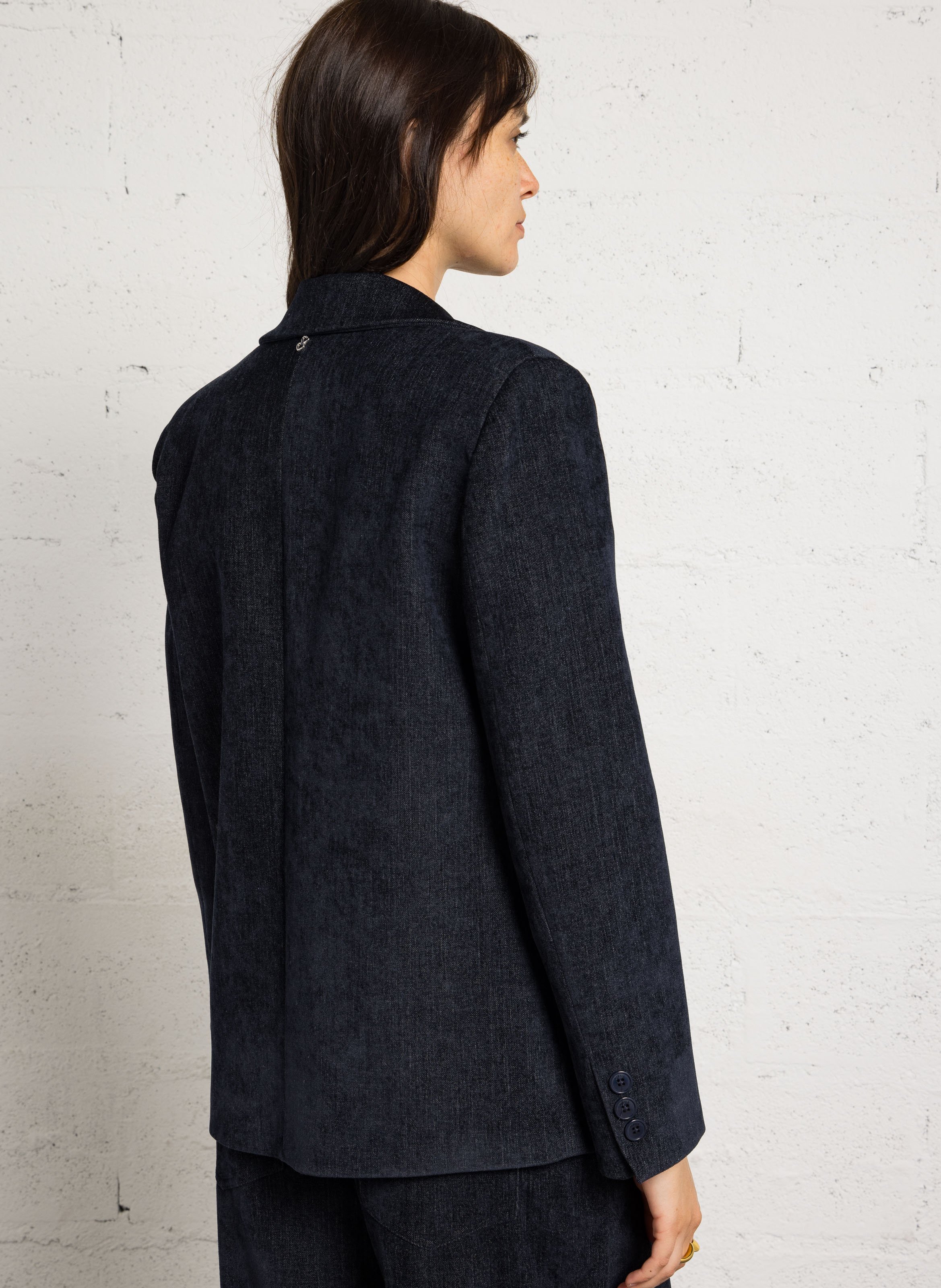 Gerade geschnittener Samt-Blazer PLEASE Blau