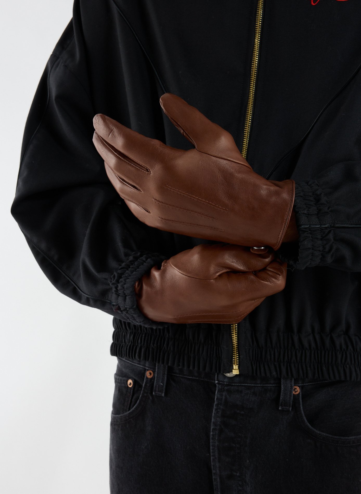 Touchscreen leather gloves SAISON 1865 Brown