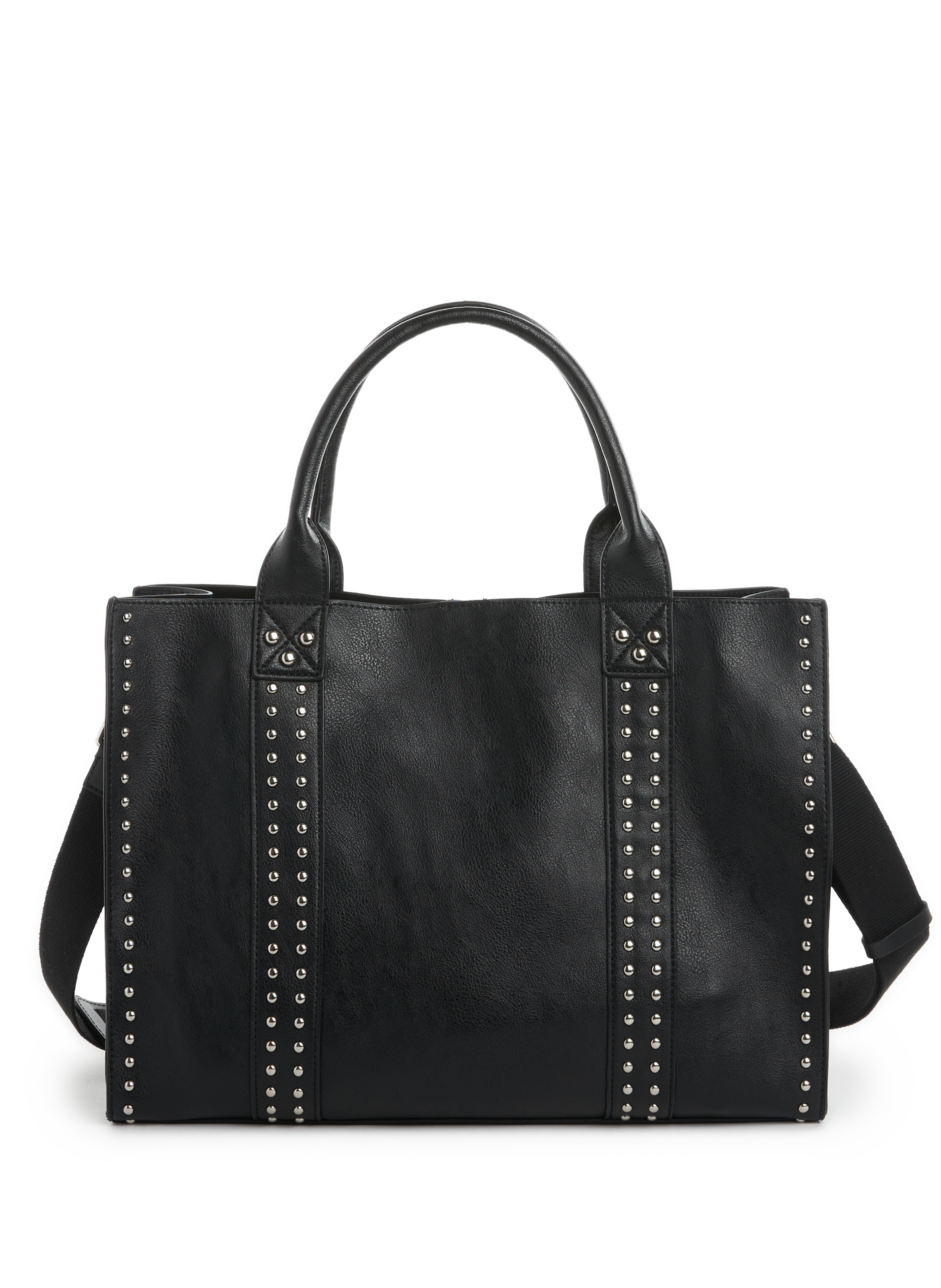 Shopping bag in black leather with studs AU PRINTEMPS PARIS Black