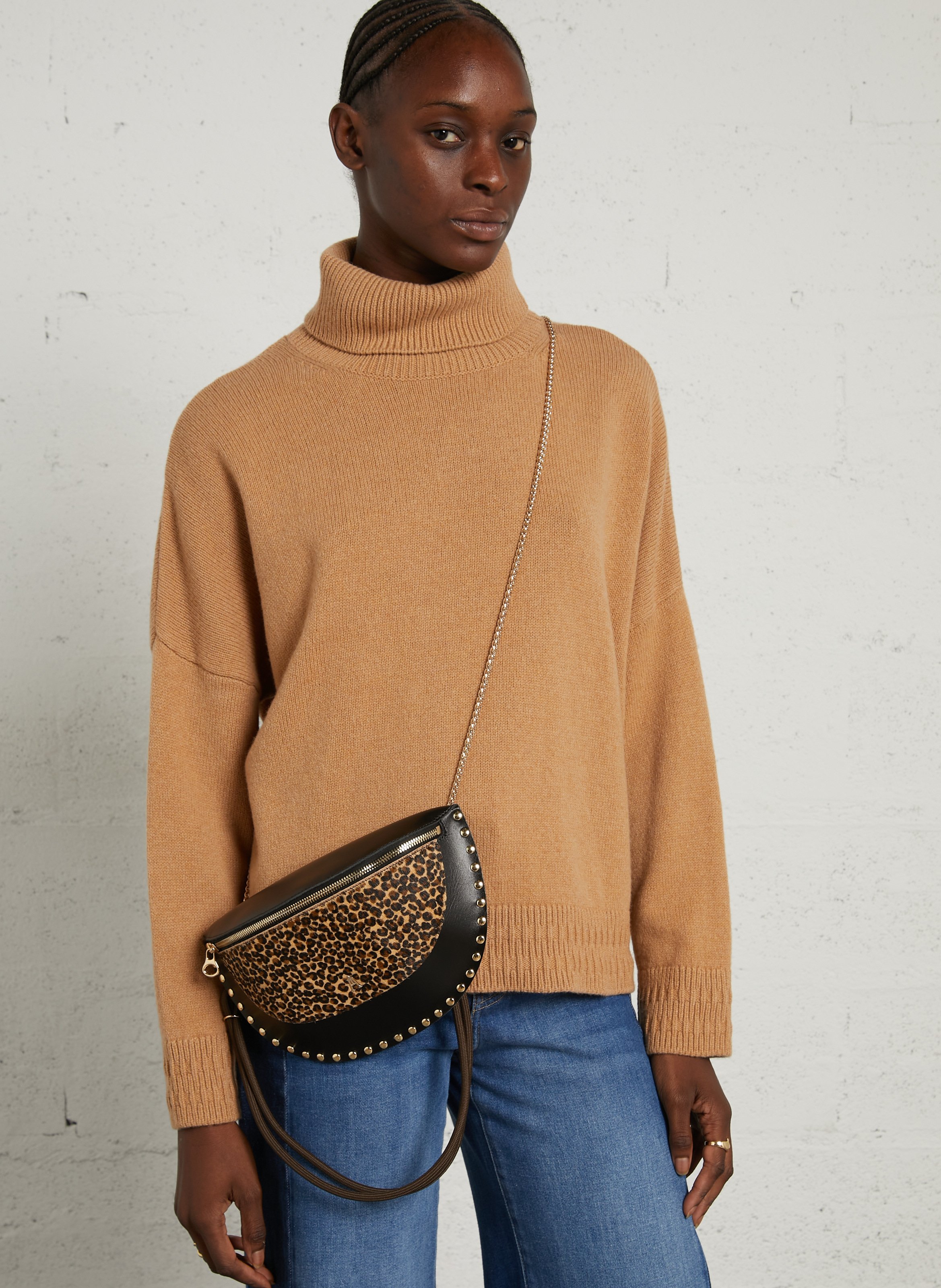 Umhängetasche aus Materialmix CRAIE STUDIO Schwarz