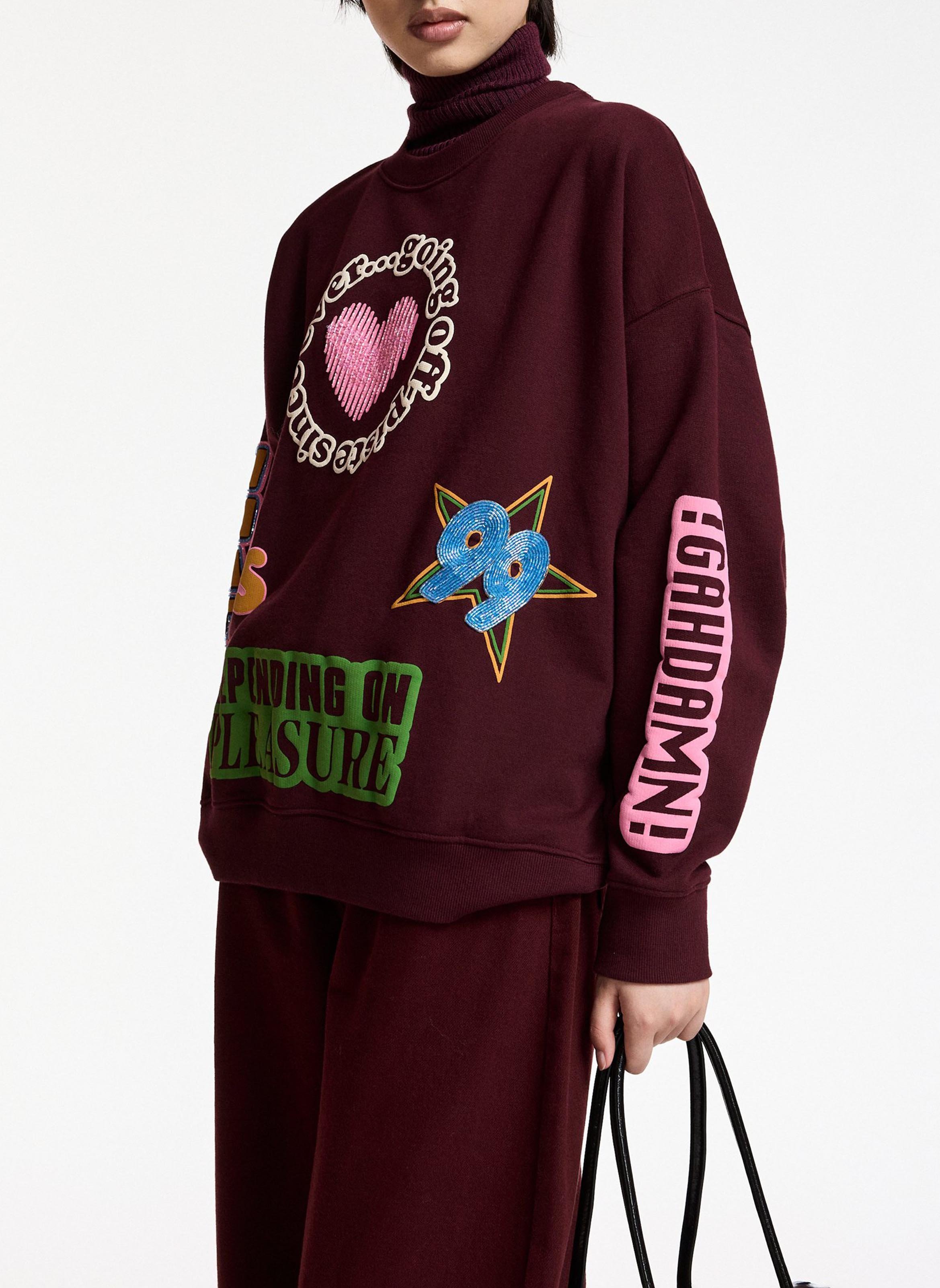 Sweat ample col rond imprimé en coton ESSENTIEL ANTWERP Rouge
