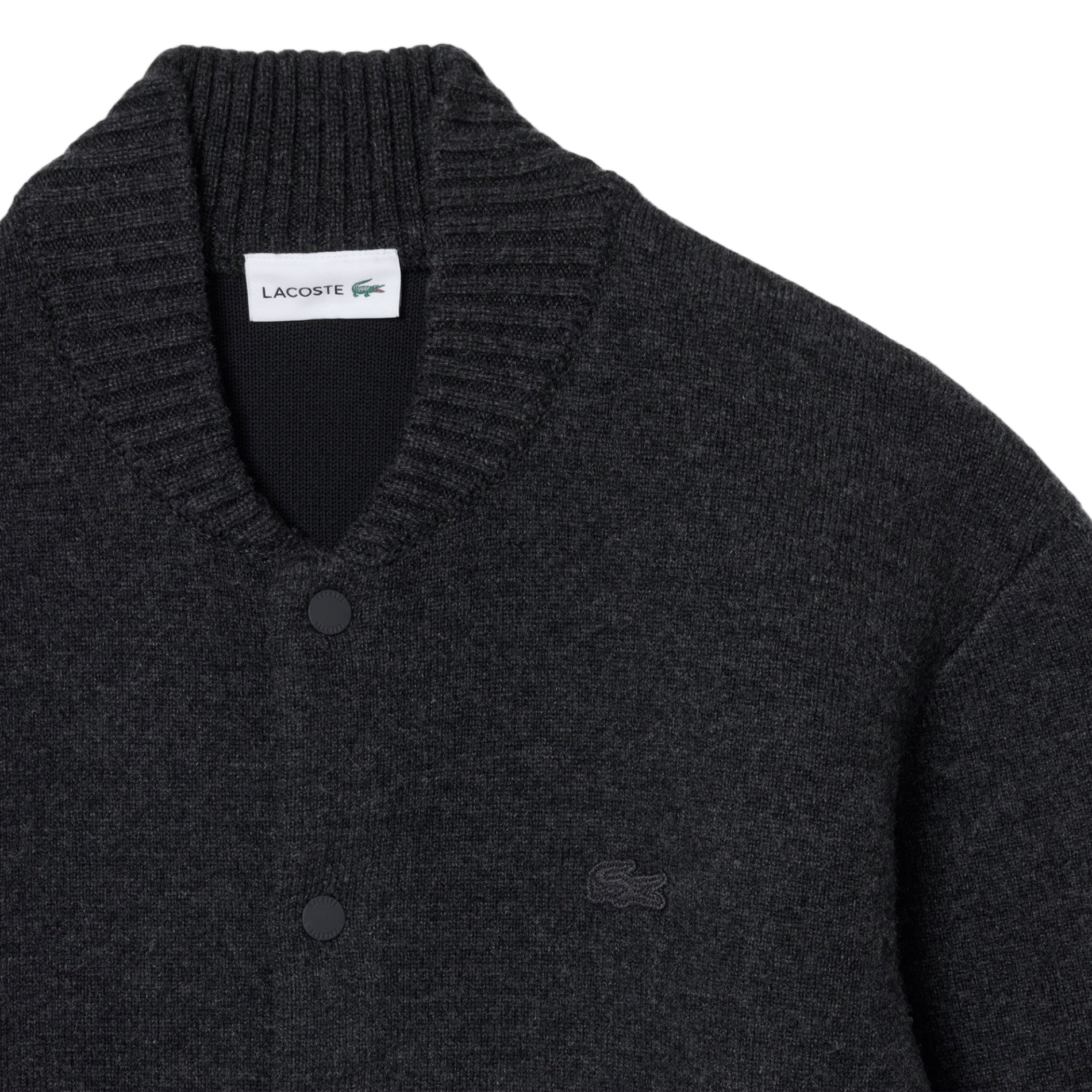 Gerade geschnittene Wollmix-Strickjacke mit Rundhalskragen LACOSTE Braun