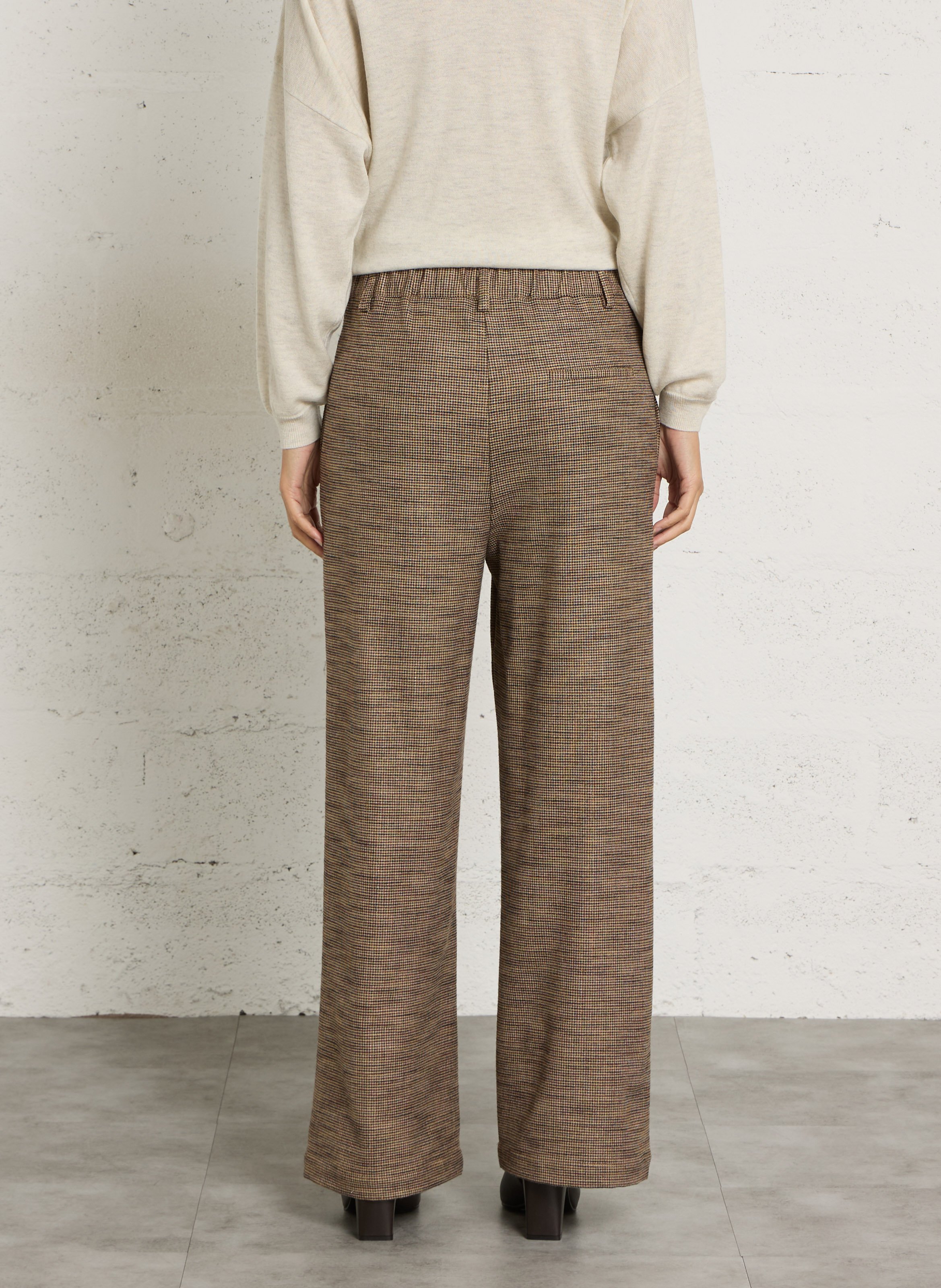 Wide-leg houndstooth pants BELLA JONES Brown