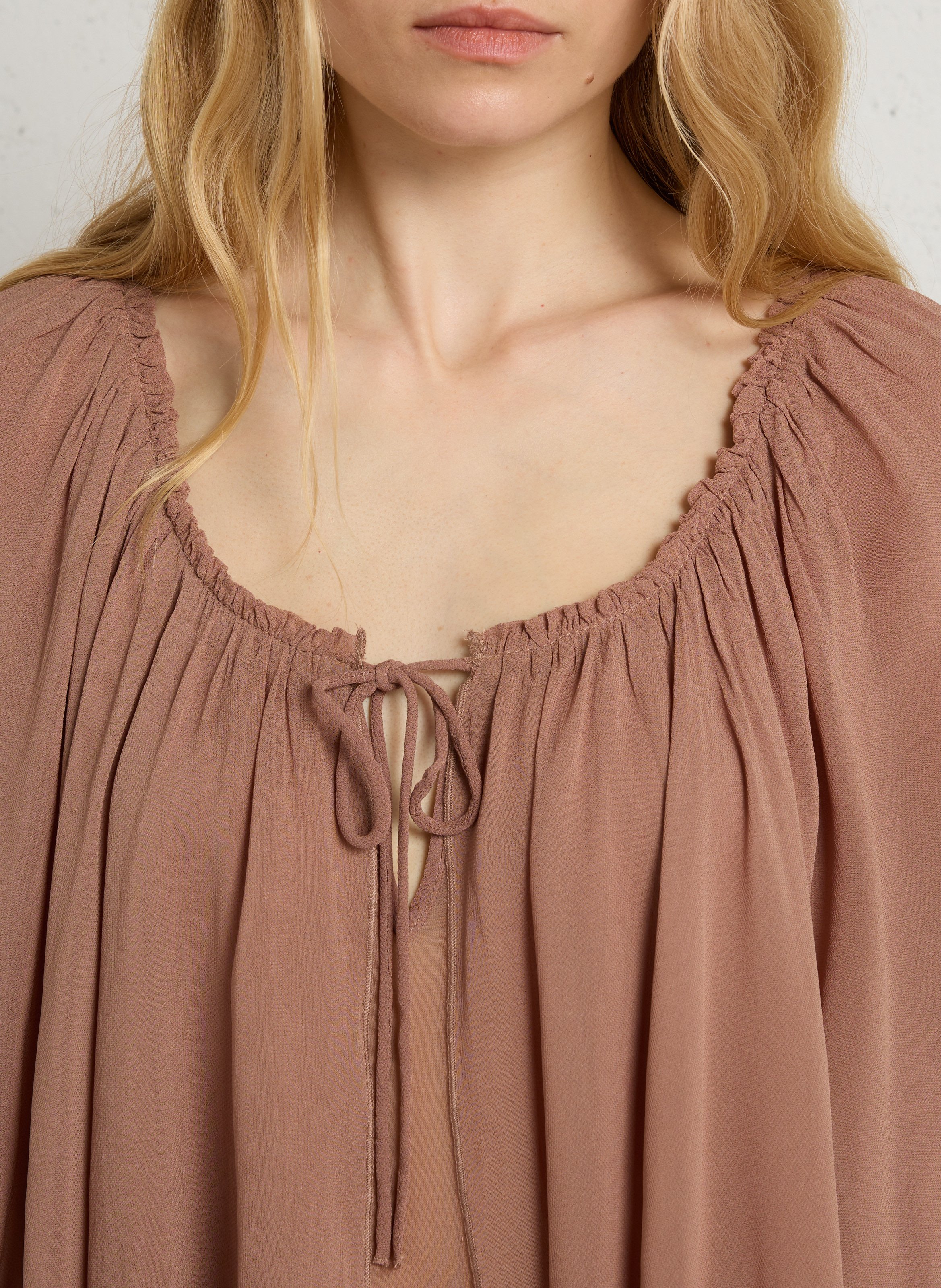 Fluid blouse with ruffles IKKS Brown
